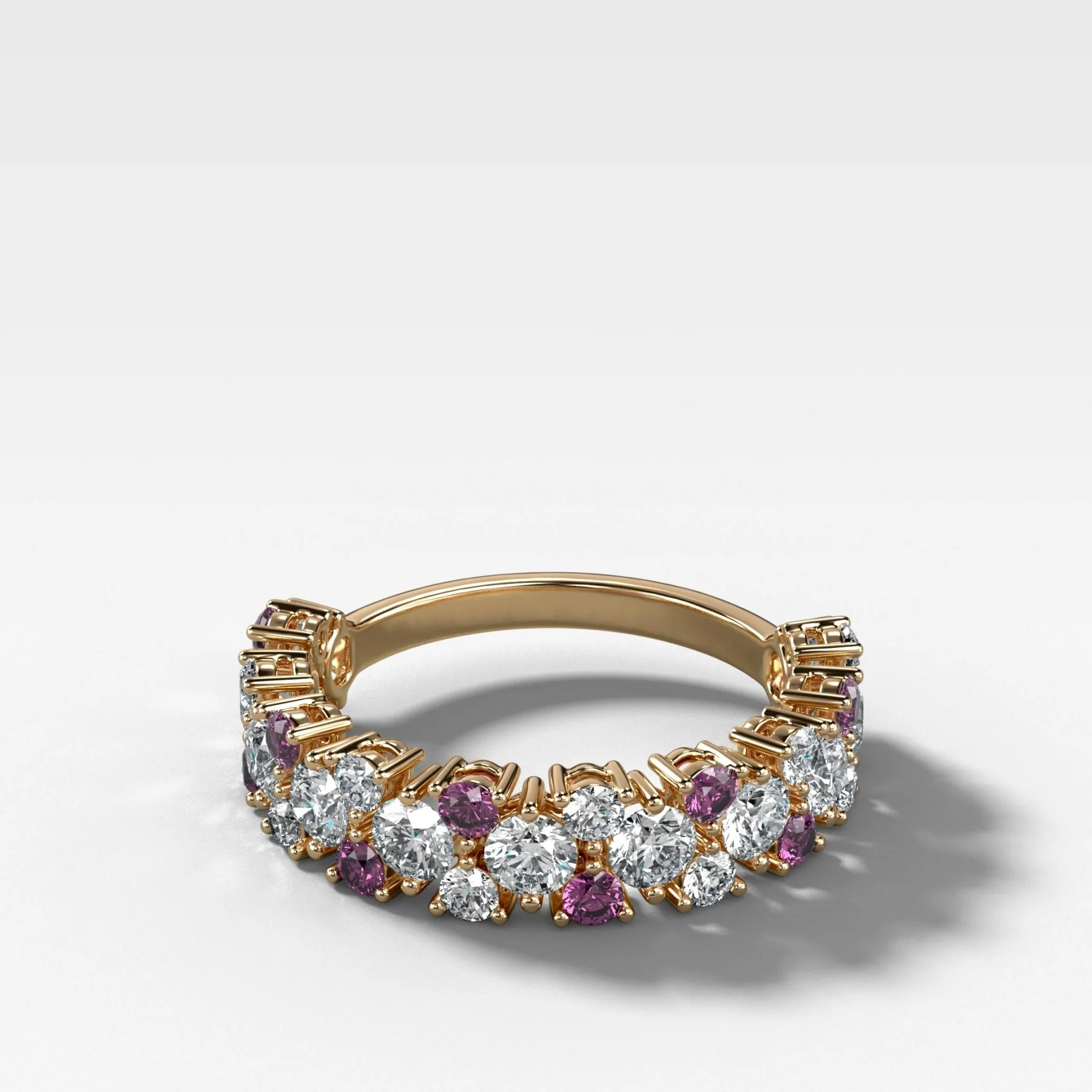 Celestial Round Diamond Wedding Band with Amethyst