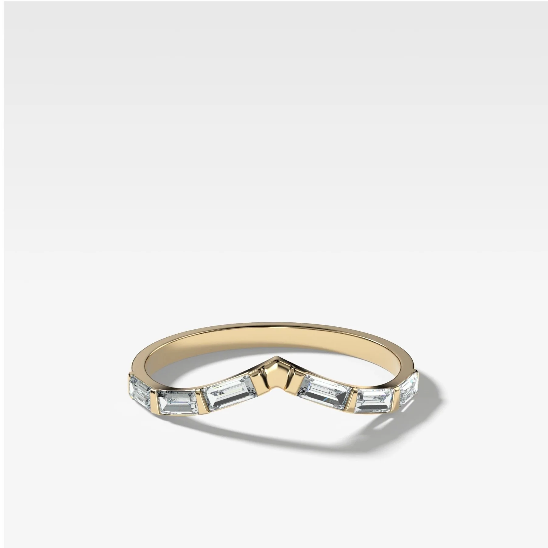 Chevron Baguette Wedding band
