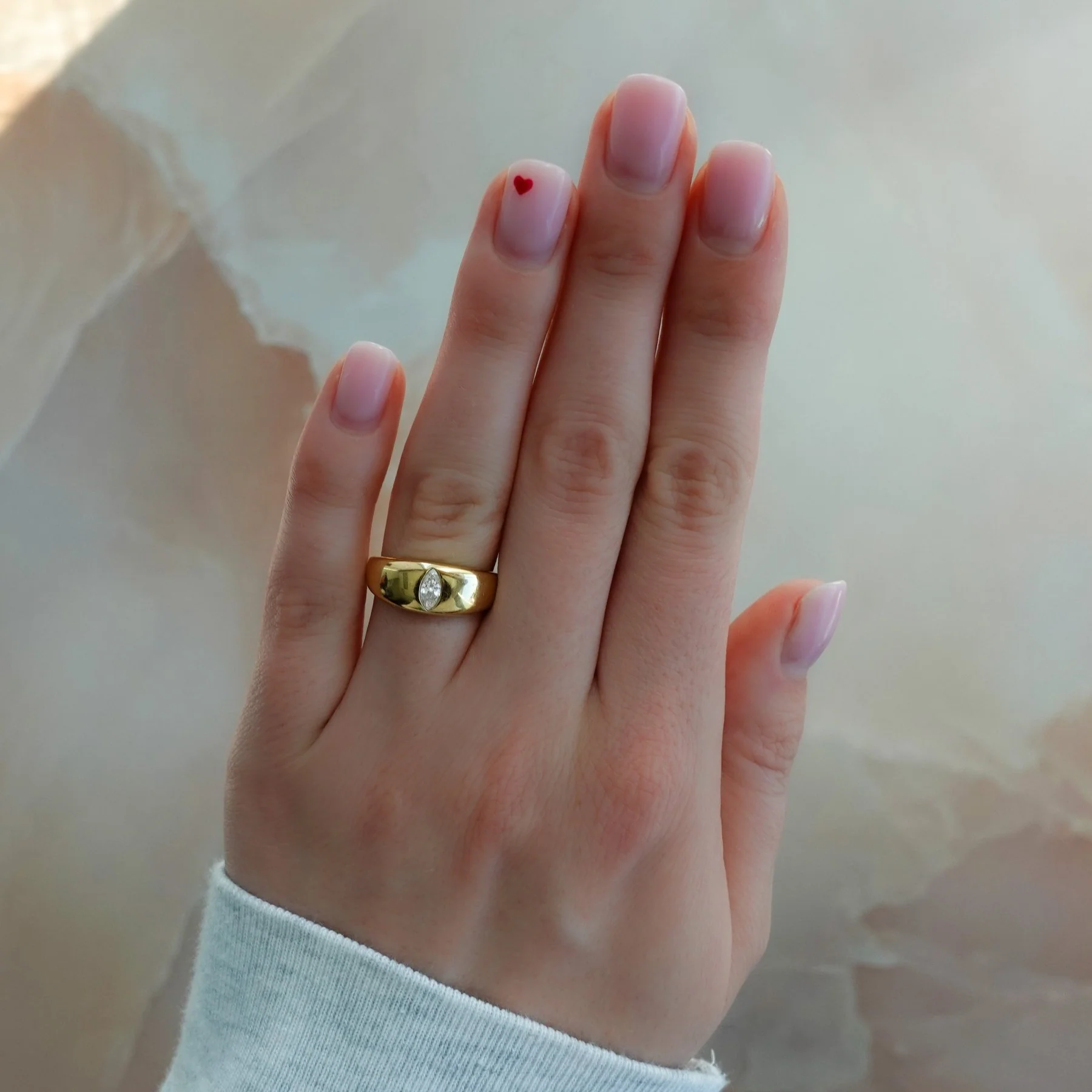 Chunky Burnished Ring with a Marquise Cut - Image 2