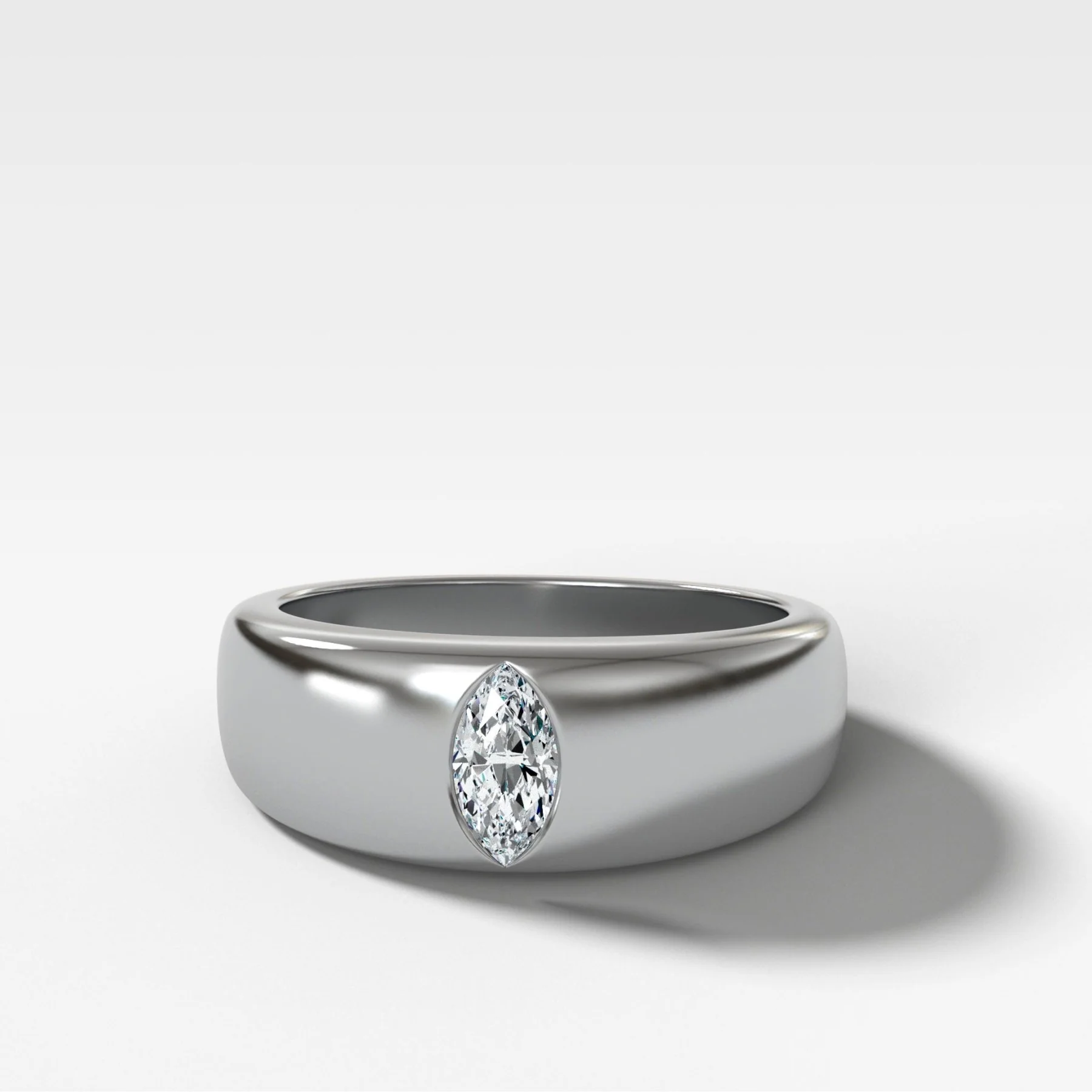 Chunky Burnished Ring with a Marquise Cut - Image 3