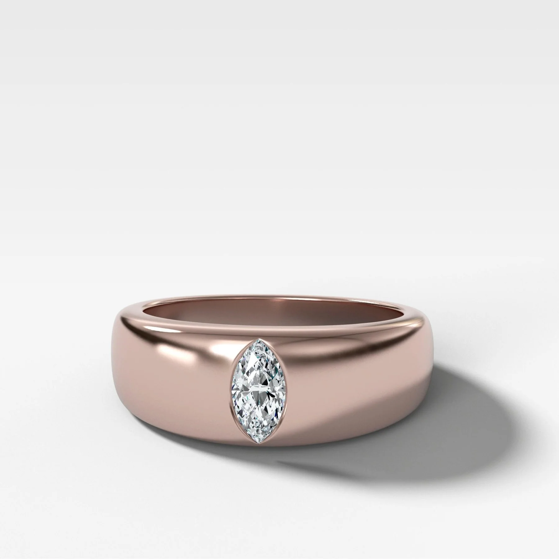 Chunky Burnished Ring with a Marquise Cut - Image 4