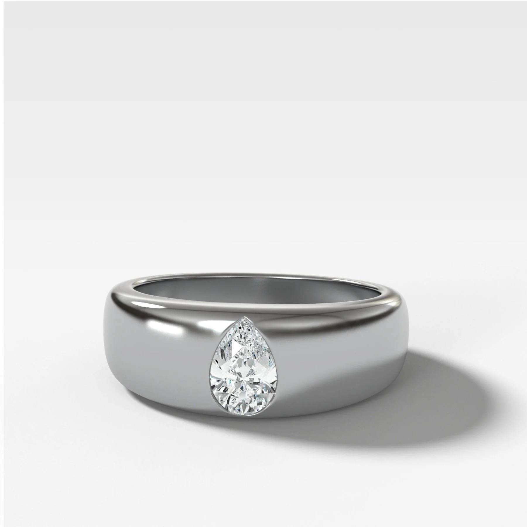 Chunky Burnished Ring with a Pear Cut - Image 2