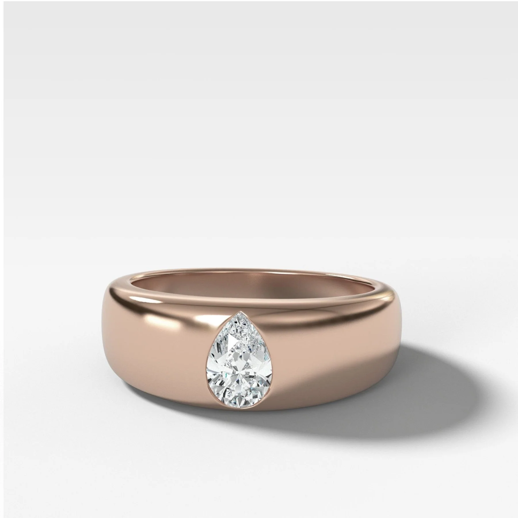 Chunky Burnished Ring with a Pear Cut - Image 3