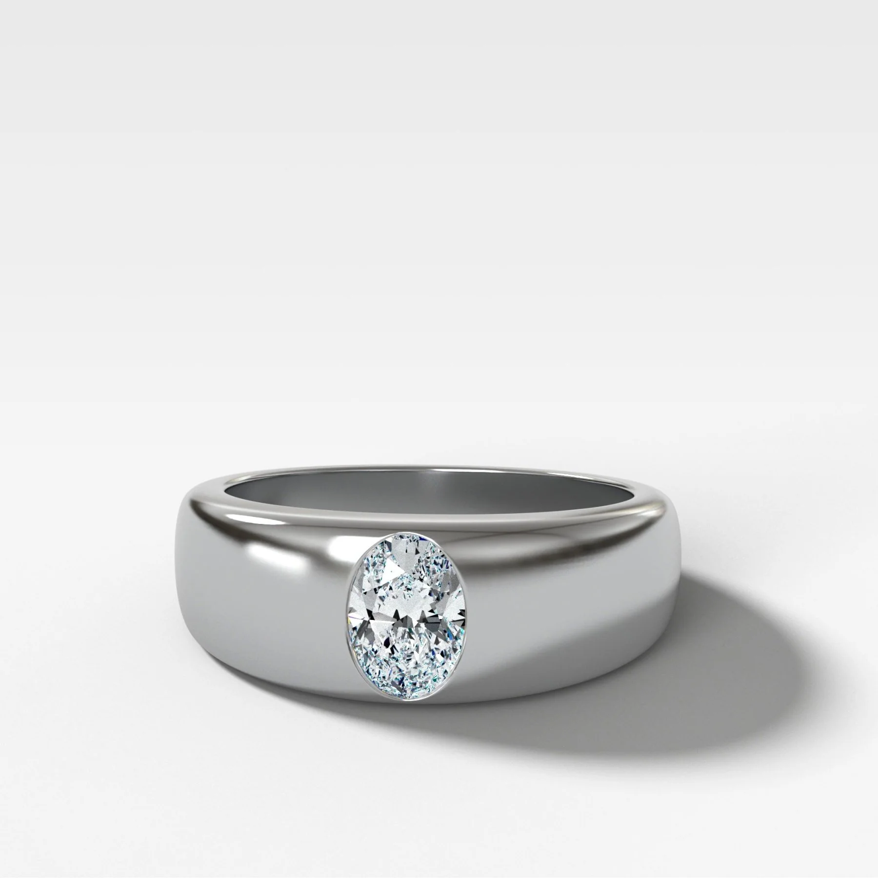 Chunky Burnished Ring with an Oval Cut - Image 3