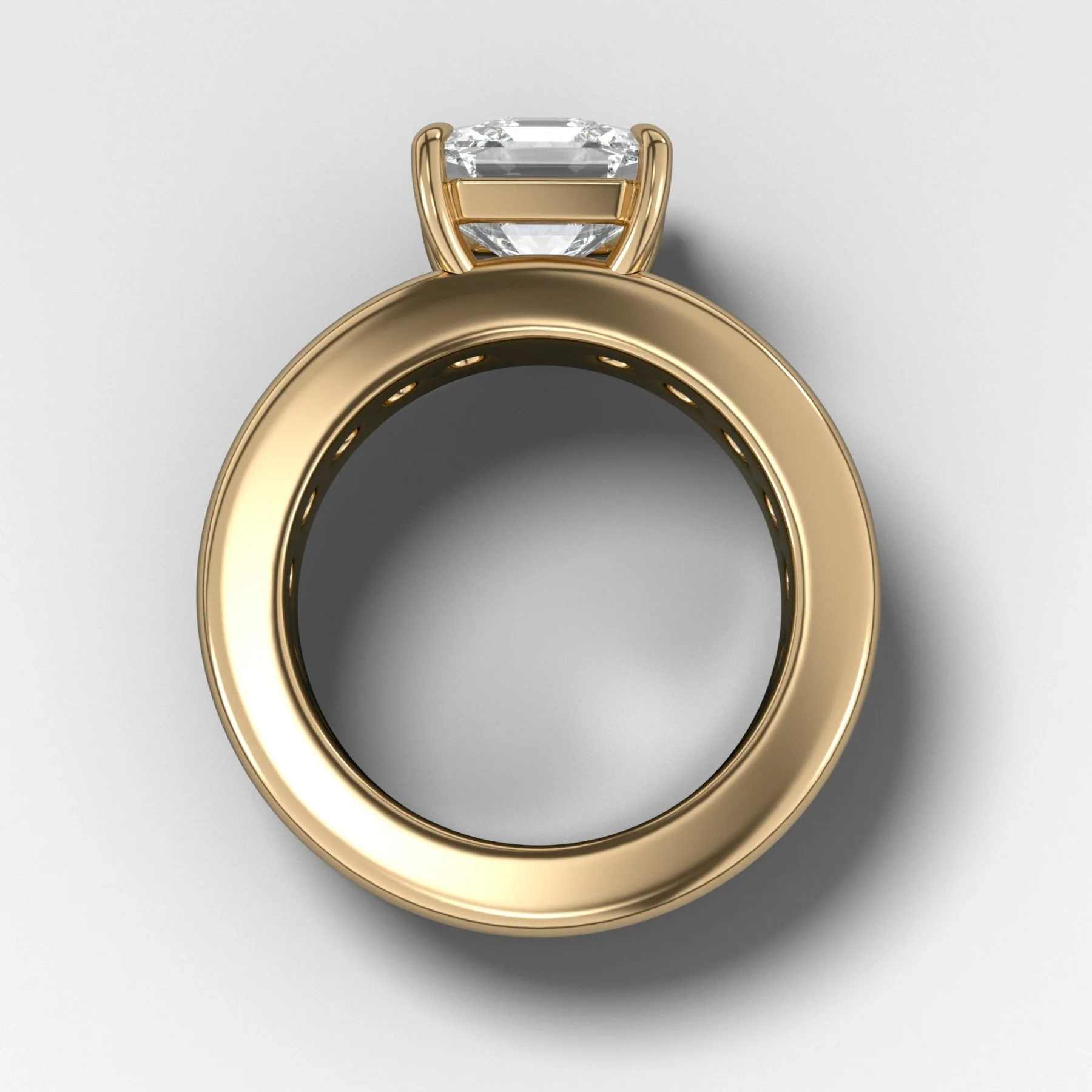 Chunky Channel Set Engagement Ring with Asscher Cut Diamond - Image 2