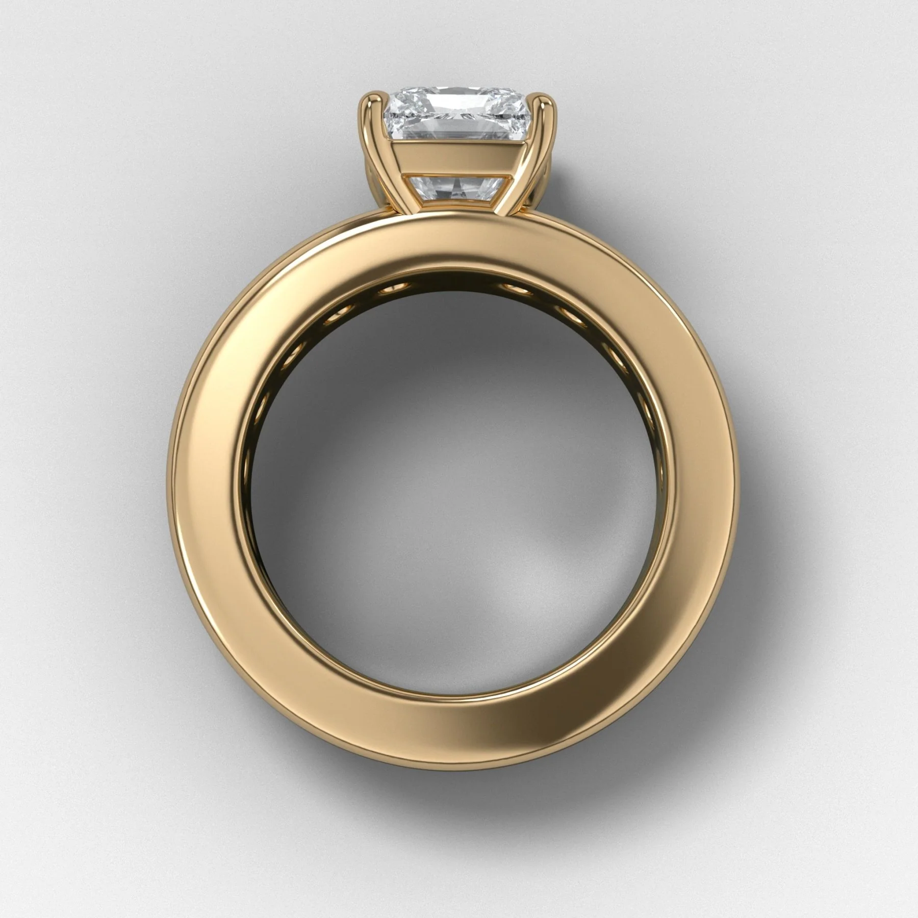 Chunky Channel Set Engagement Ring with Elongated Radiant Cut Diamond - Image 2