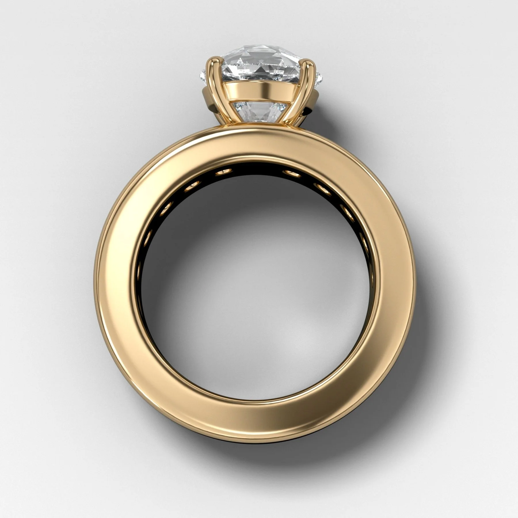 Chunky Channel Set Engagement Ring with Old Euro Cut Diamond - Image 2