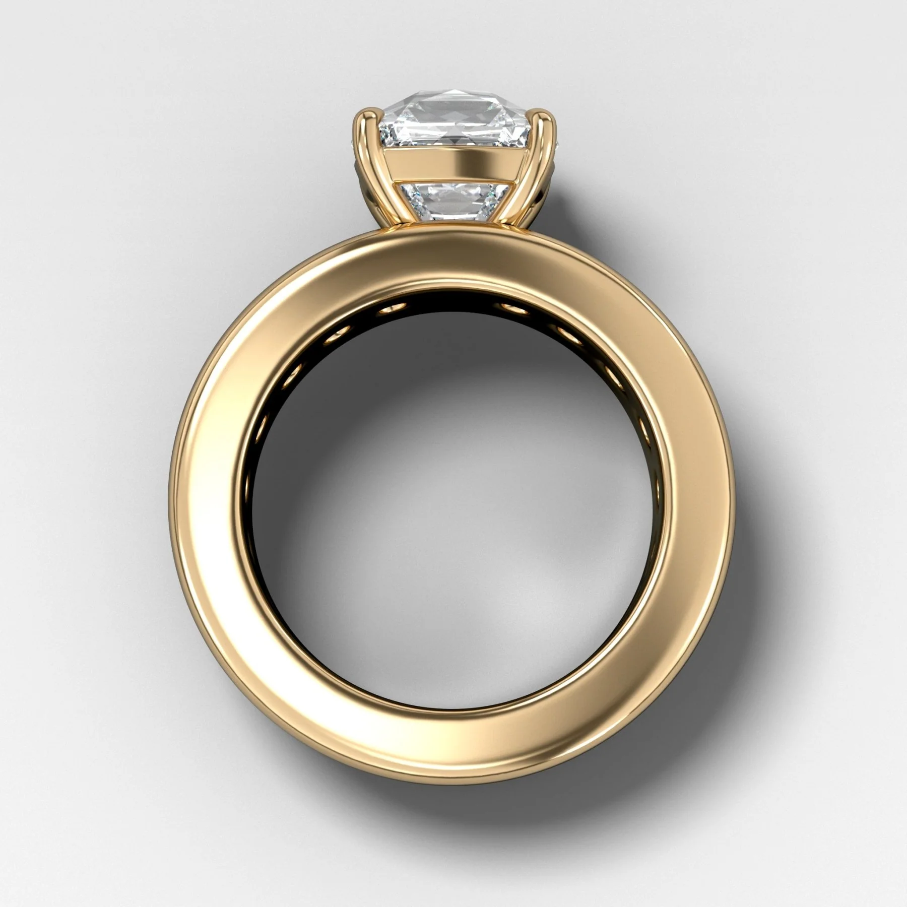 Chunky Channel Set Engagement Ring with Old Mine Cut Diamond - Image 2