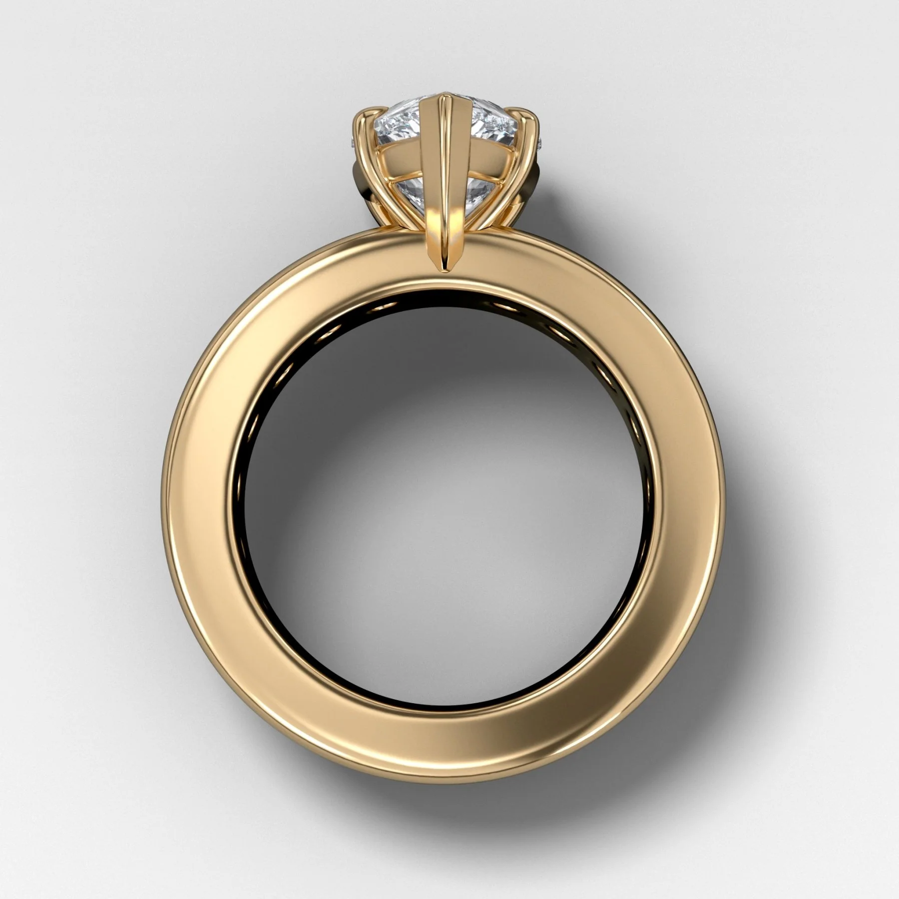 Chunky Channel Set Engagement Ring with Pear Cut Diamond - Image 2