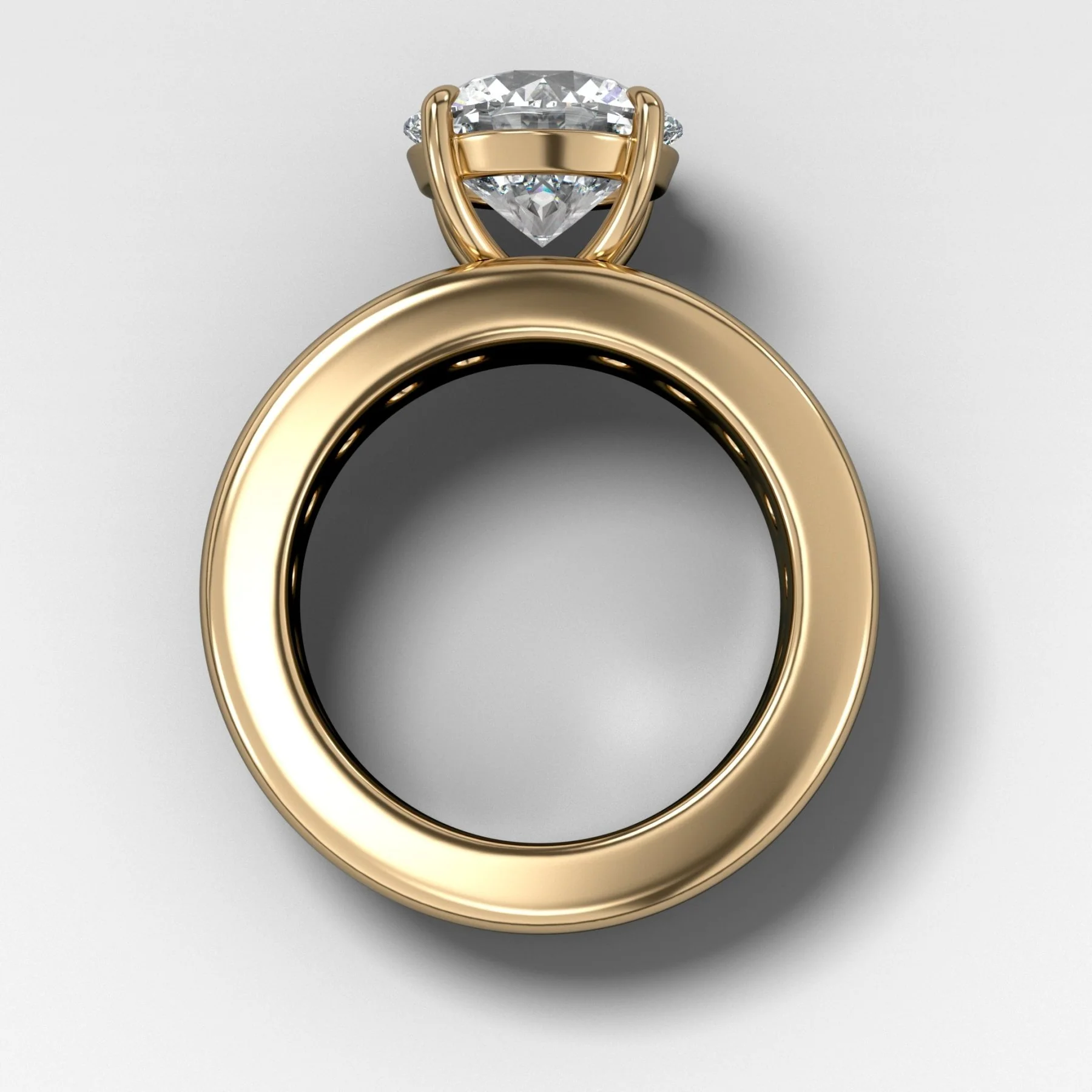 Chunky Channel Set Engagement Ring with Round Cut Diamond - Image 2