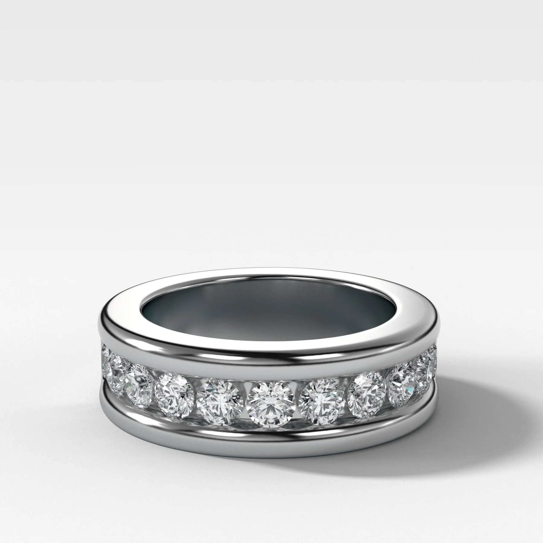 Chunky Channel Set Halfway Wedding band - Image 3