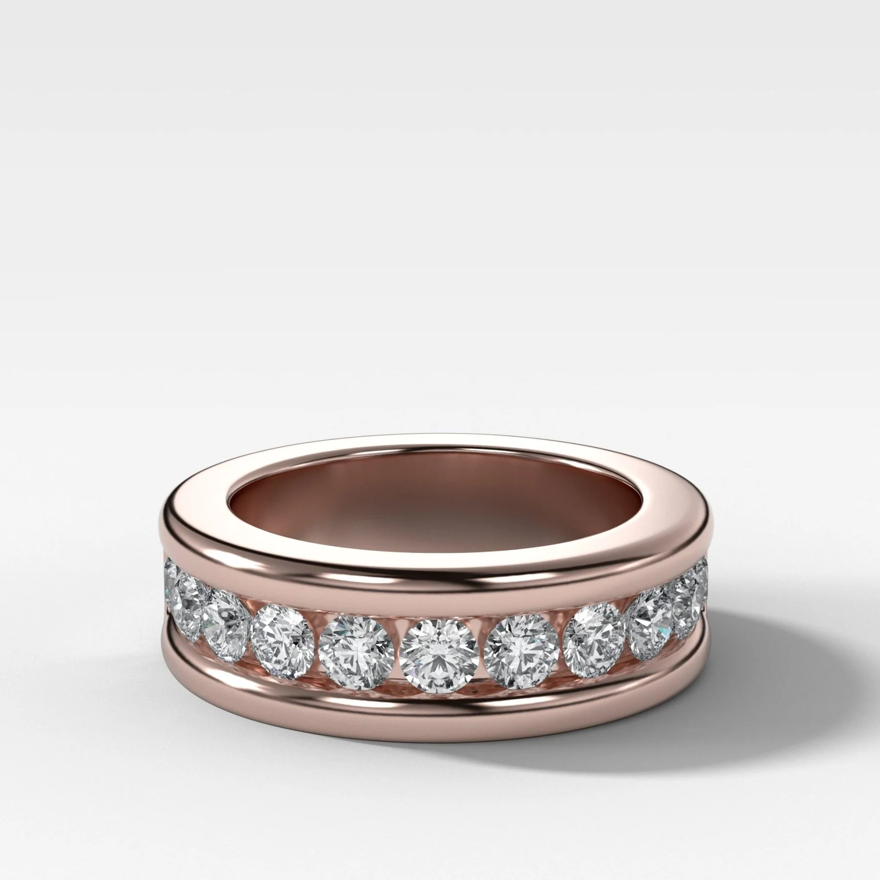 Chunky Channel Set Halfway Wedding band - Image 4