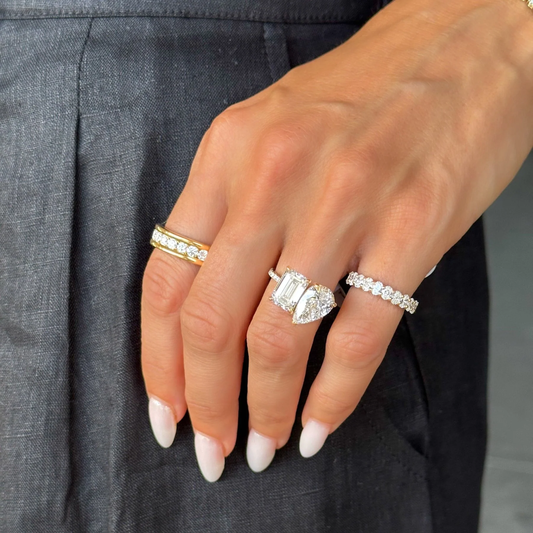 Chunky Channel Set Halfway Wedding band - Image 5