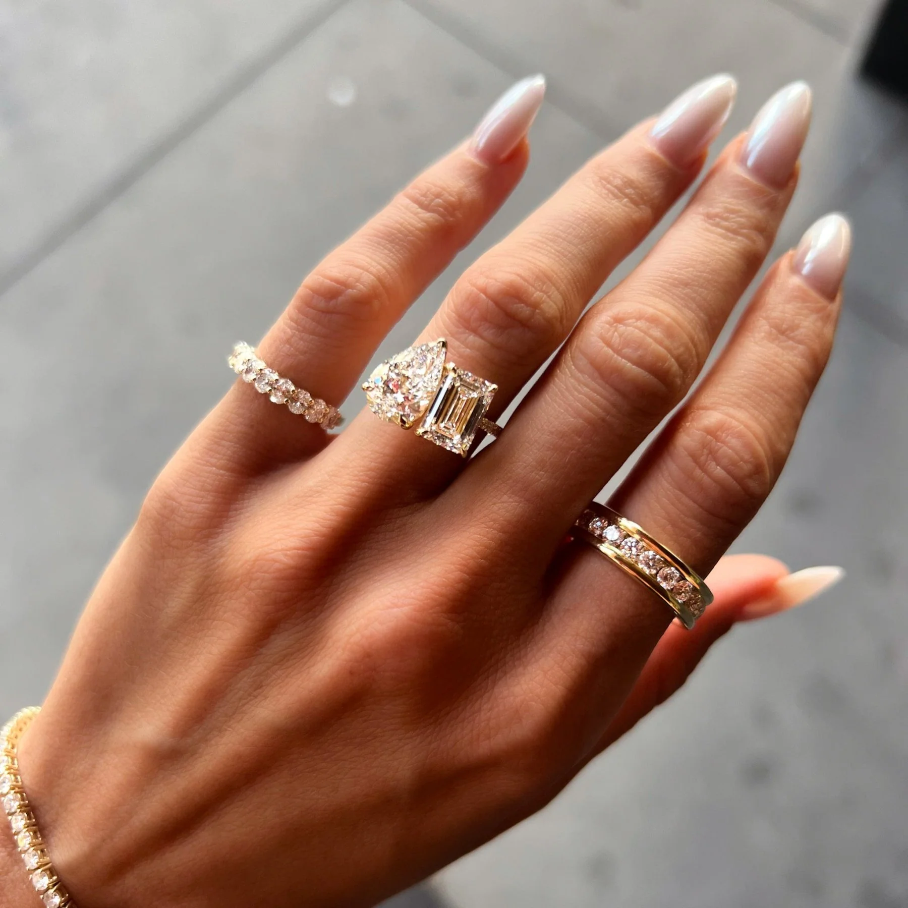 Chunky Channel Set Halfway Wedding band - Image 6