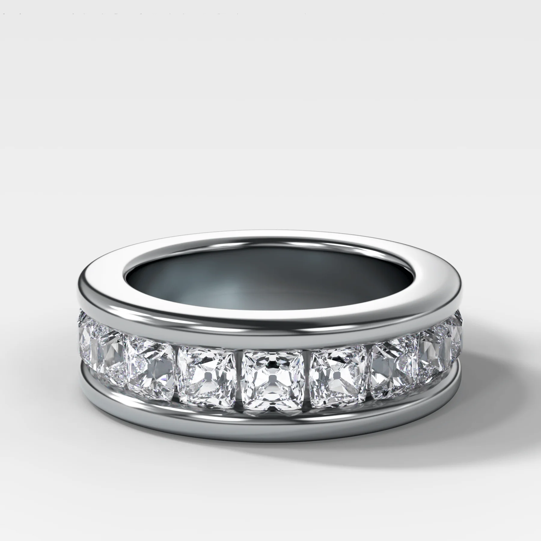 Chunky Channel Set Halfway Wedding band with Old Mine Cut Diamonds - Image 2