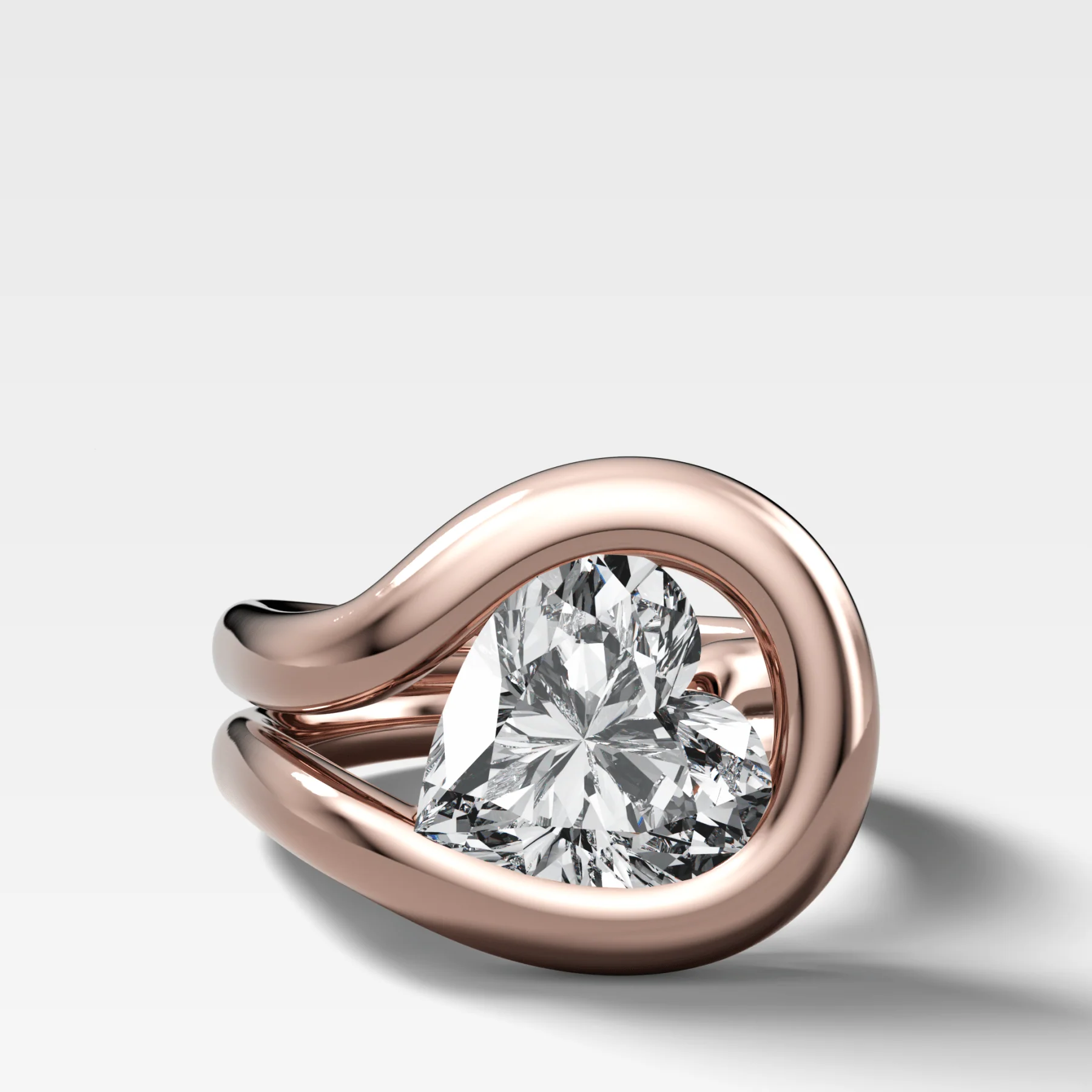 Chunky Lasso Engagement Ring with Heart Cut Diamond - Image 4