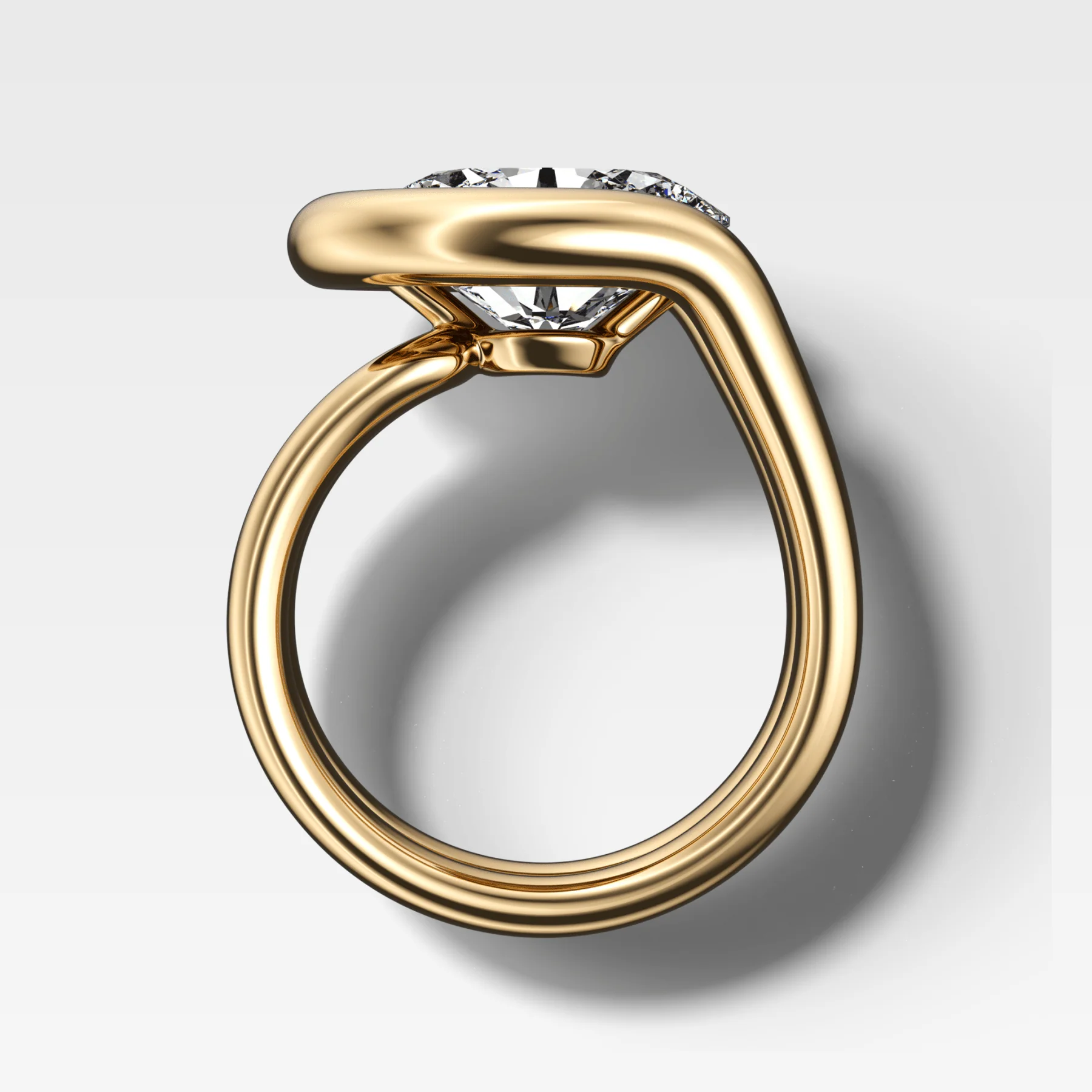 Chunky Lasso Engagement Ring with Oval Cut Diamond - Image 2