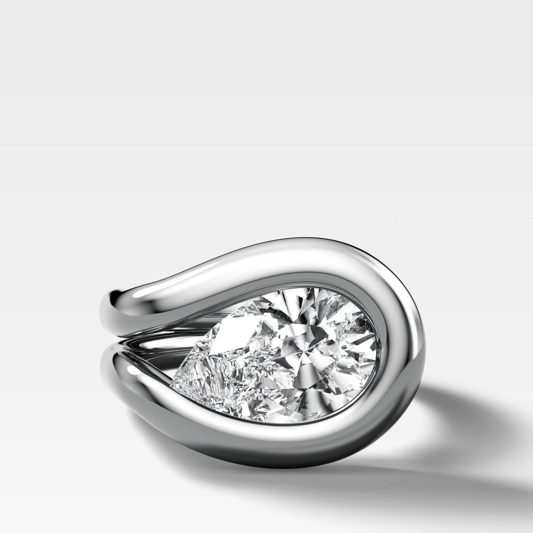 Chunky Lasso Engagement Ring with Pear Cut Diamond - Image 3