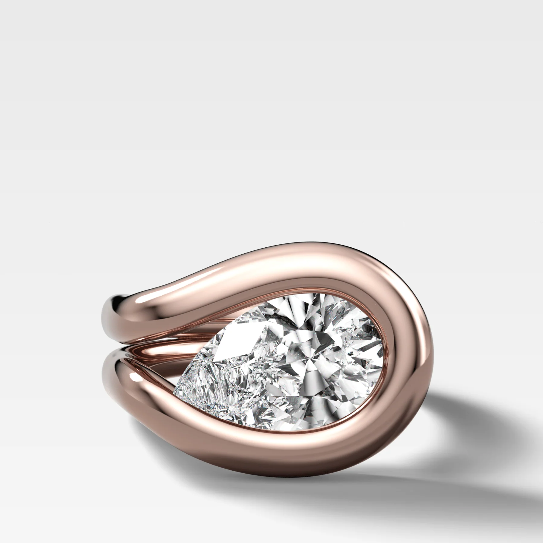 Chunky Lasso Engagement Ring with Pear Cut Diamond - Image 4