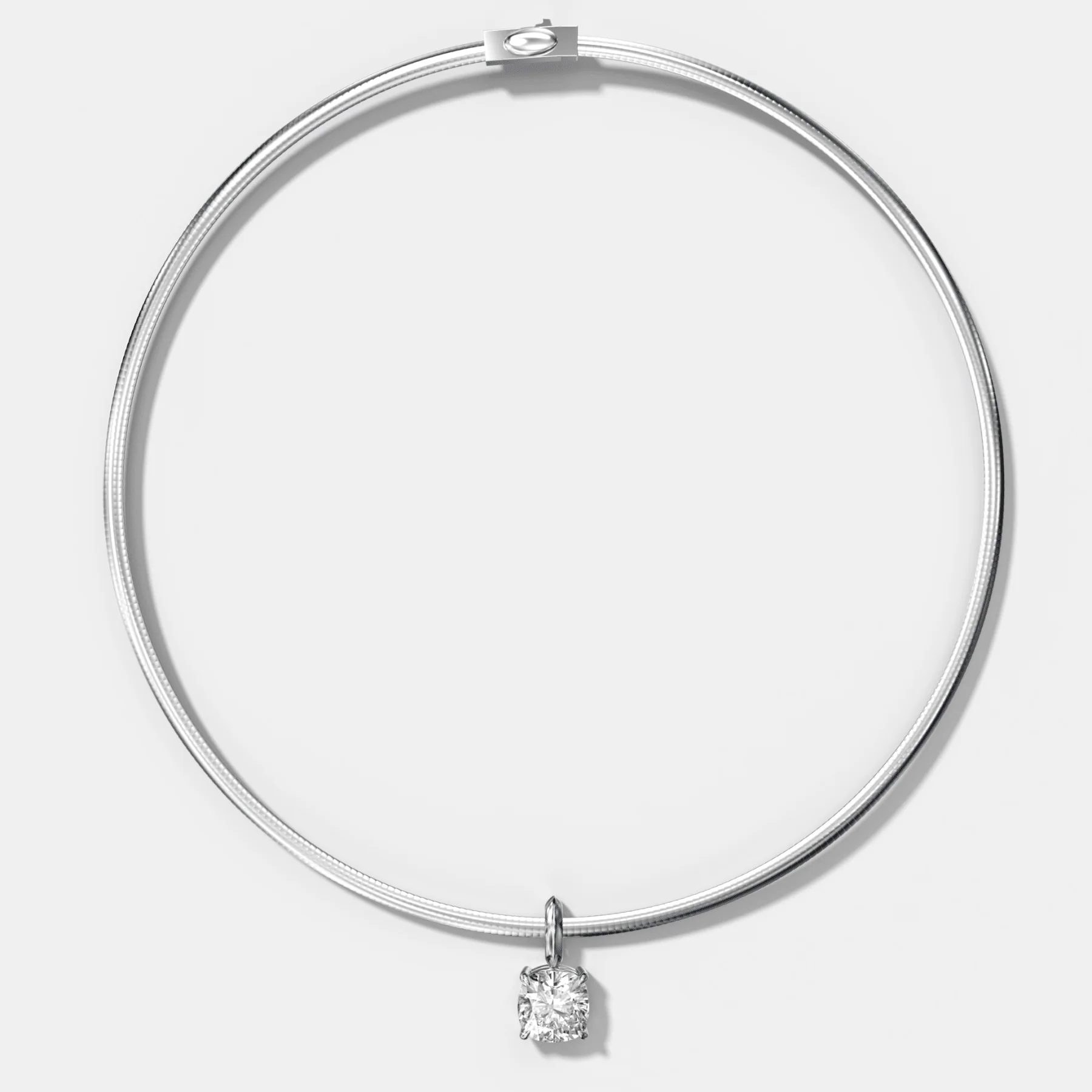 Classic Cushion Attachable Diamond Pendant With Reversible Omega Chain (3mm) - Image 2