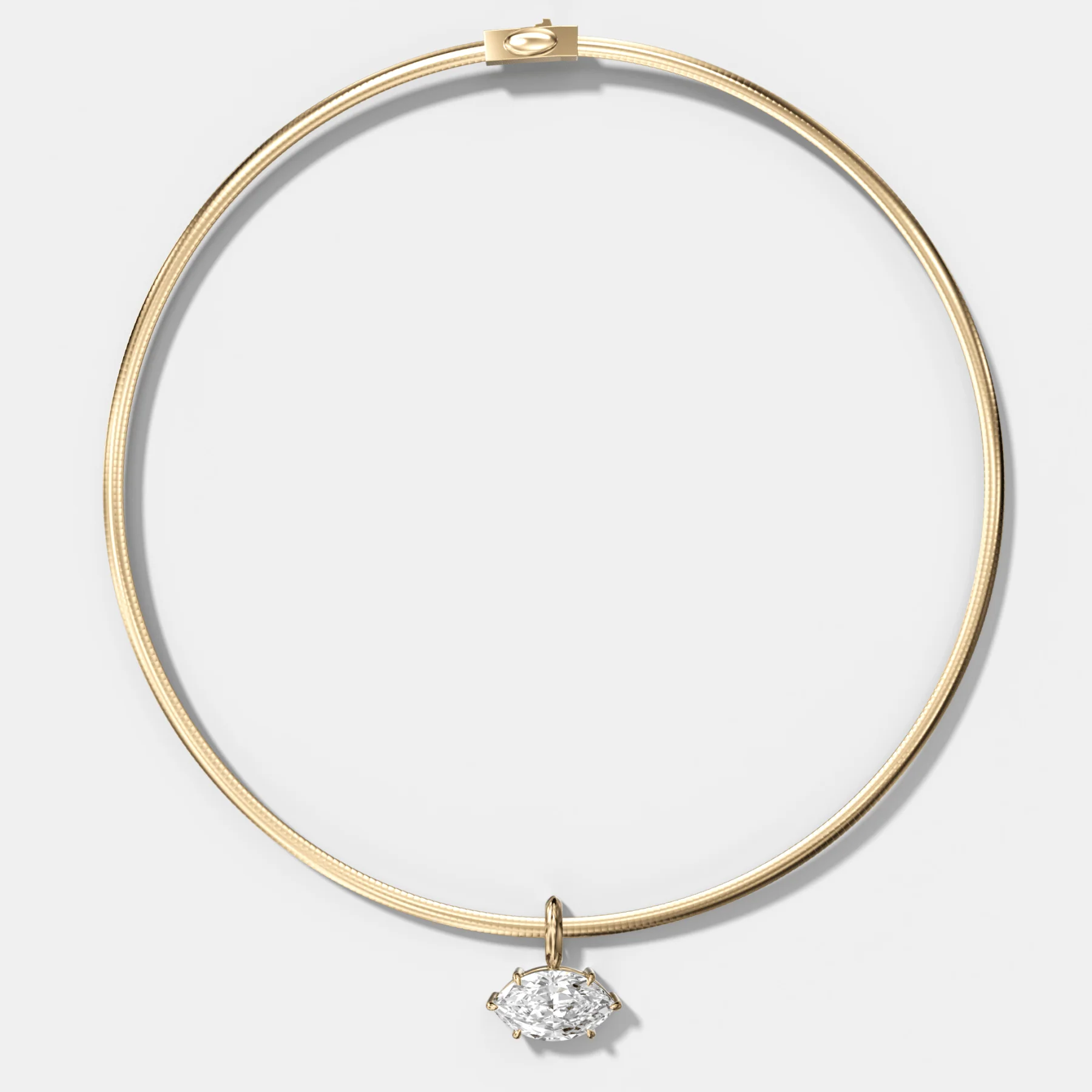 Classic East West Marquise Attachable Diamond Pendant With Reversible Omega Chain (3mm)