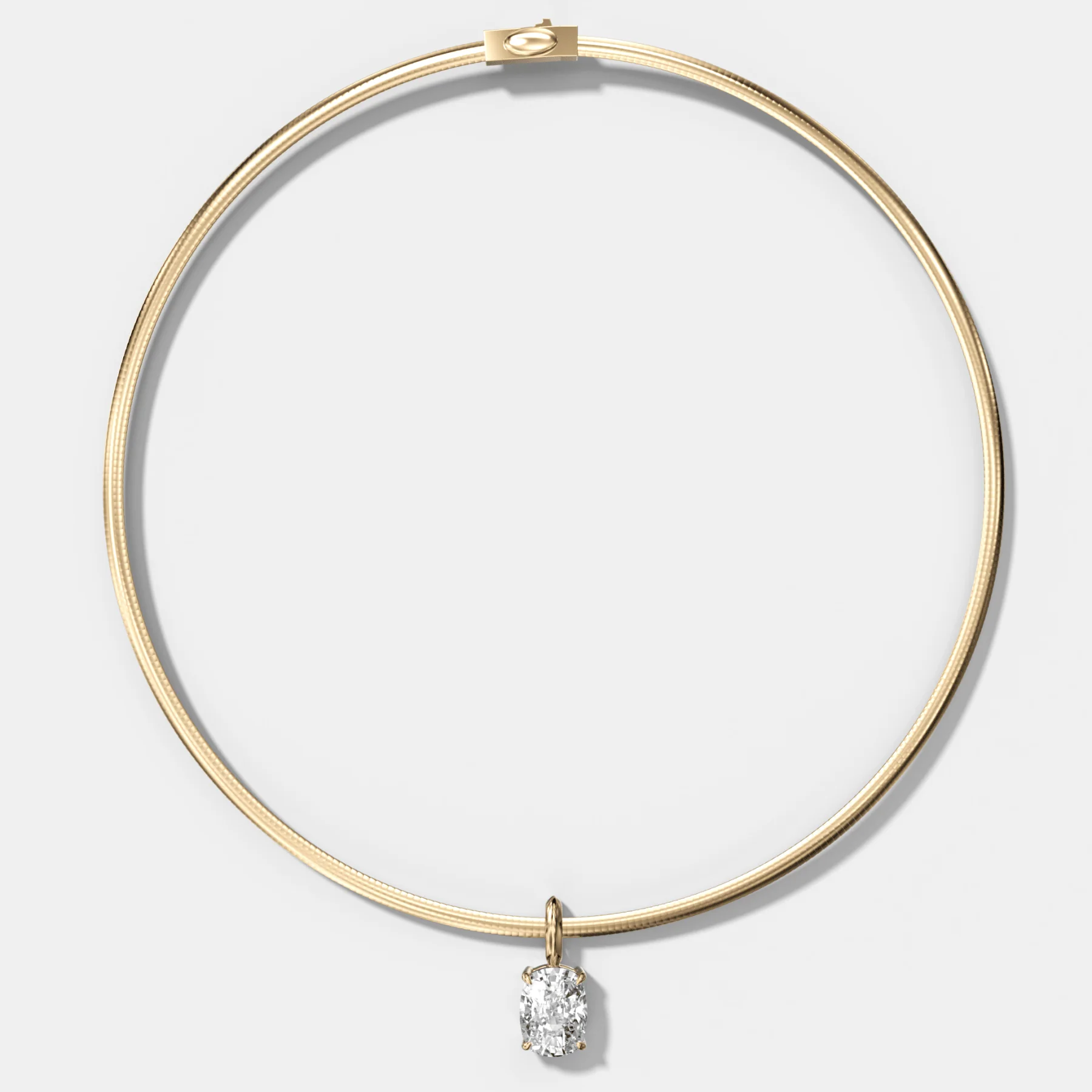 Classic Elongated Cushion Attachable Diamond Pendant With Reversible Omega Chain (3mm)