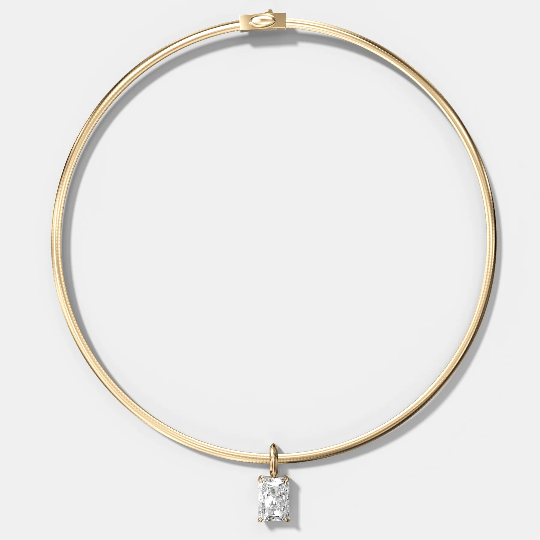 Classic Elongated Radiant Attachable Diamond Pendant With Reversible Omega Chain (3mm)