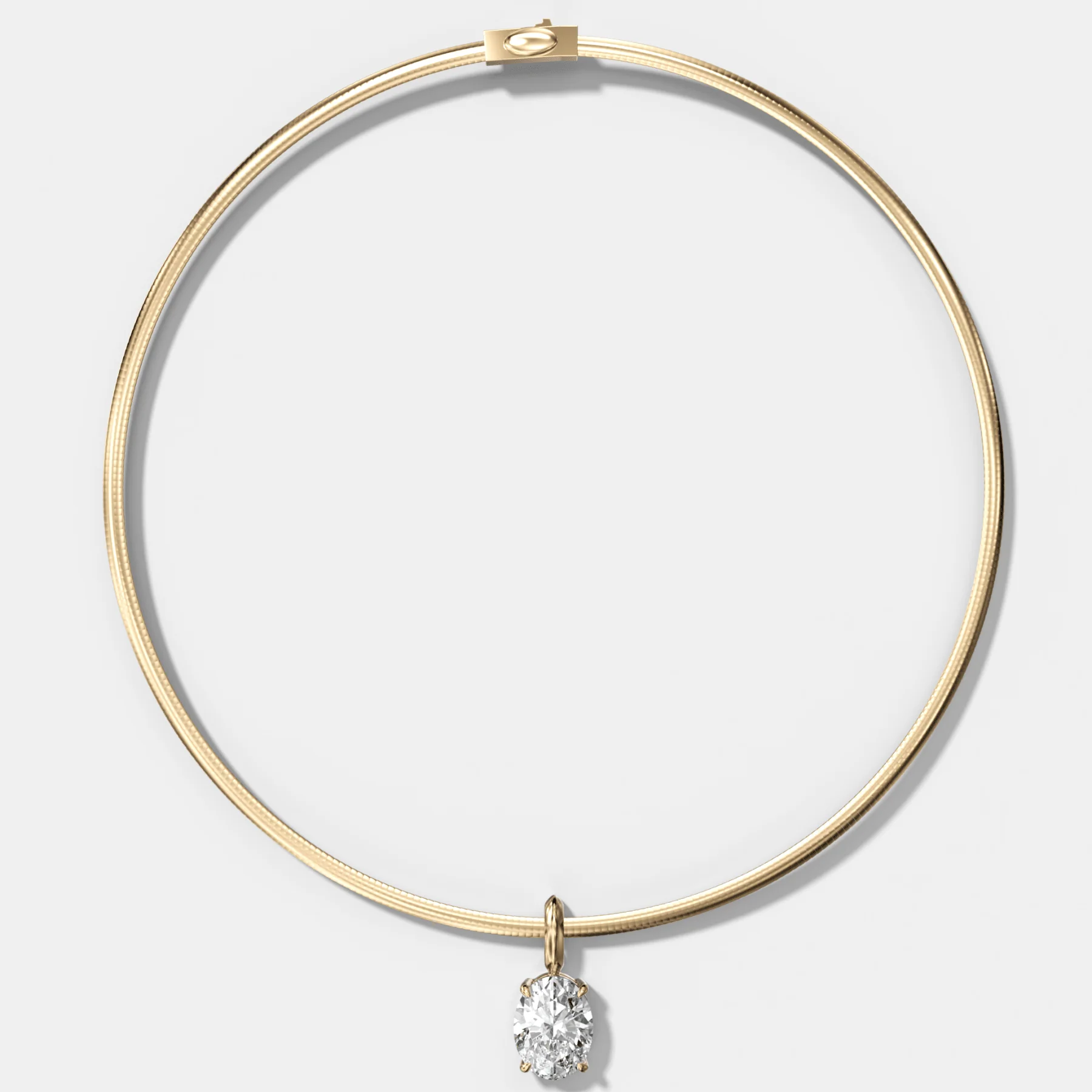 Classic Oval Attachable Diamond Pendant With Reversible Omega Chain (3mm)