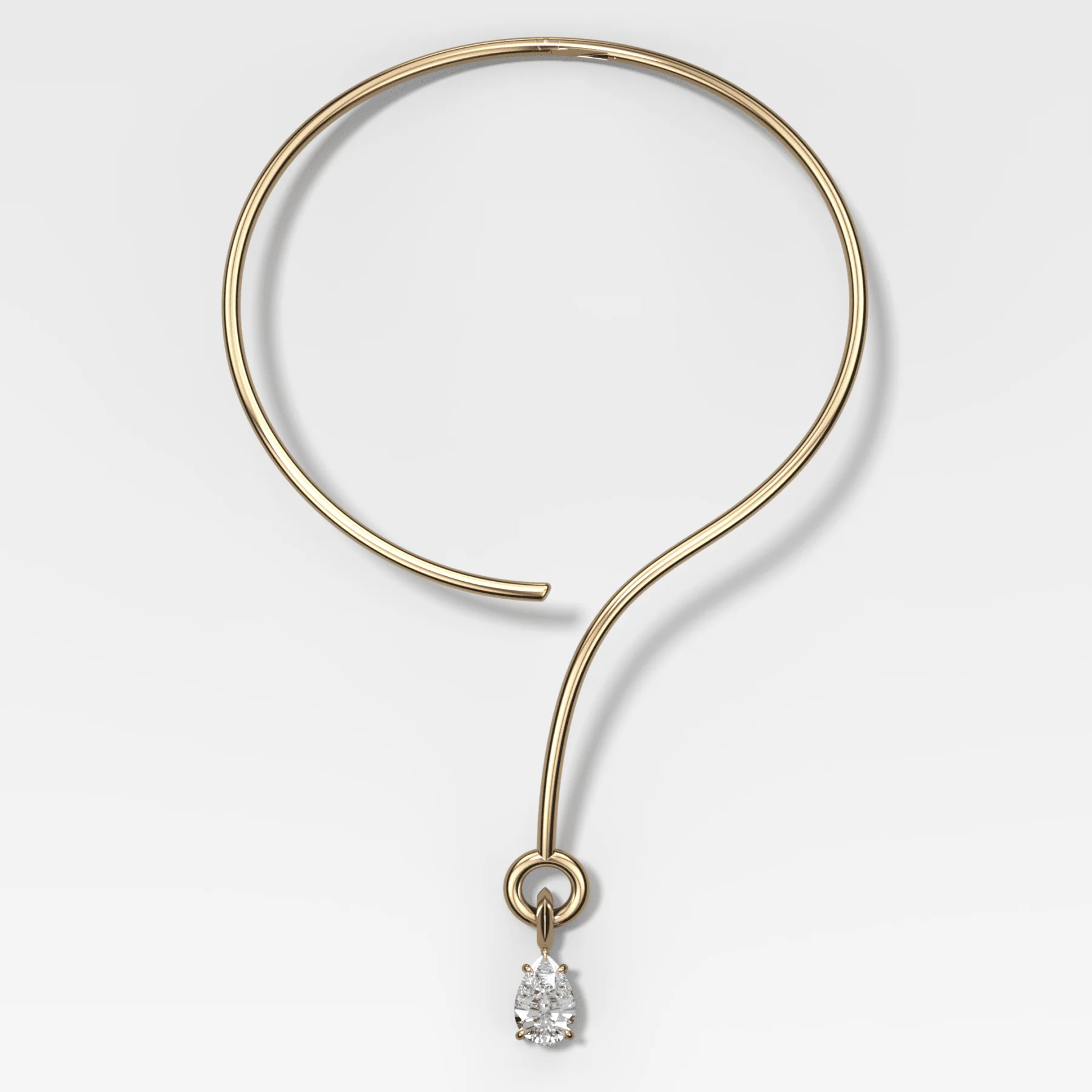 Classic Pear Attachable Diamond Pendant with Looped Collar Necklace