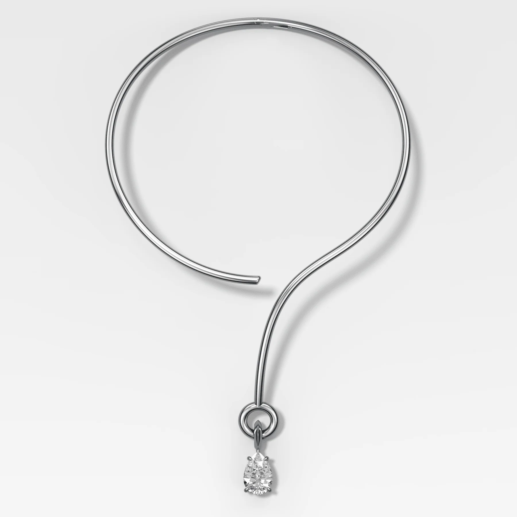 Classic Pear Attachable Diamond Pendant with Looped Collar Necklace - Image 2