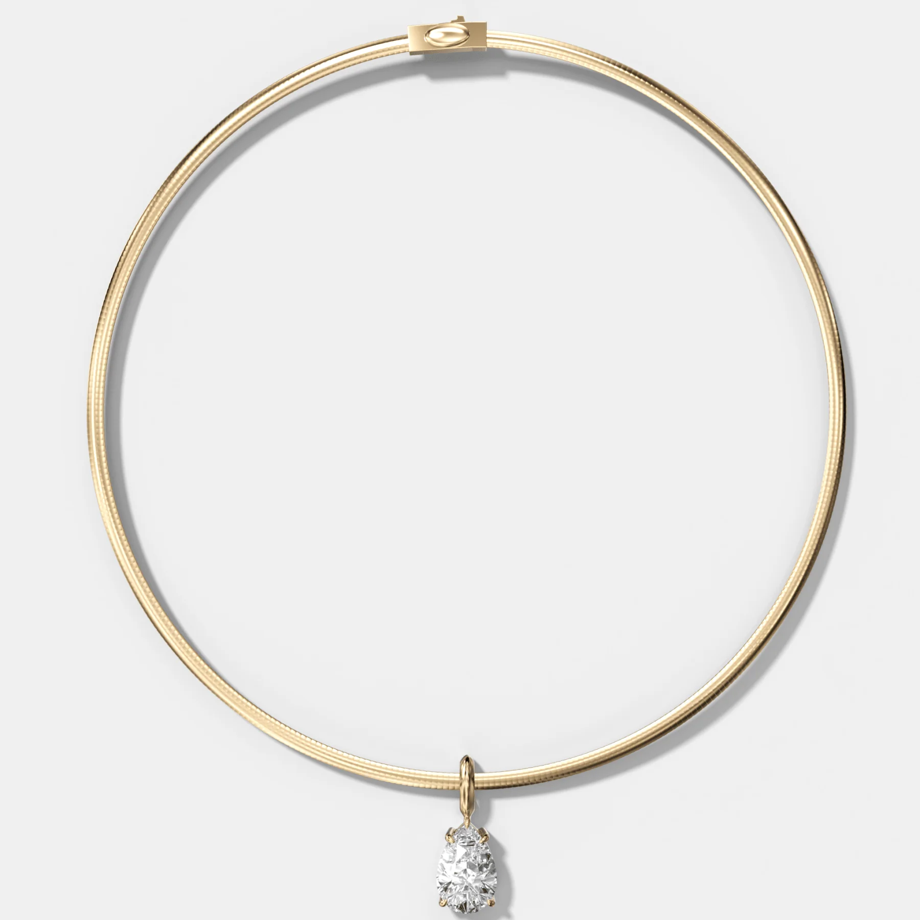Classic Pear Attachable Diamond Pendant With Reversible Omega Chain (3mm)