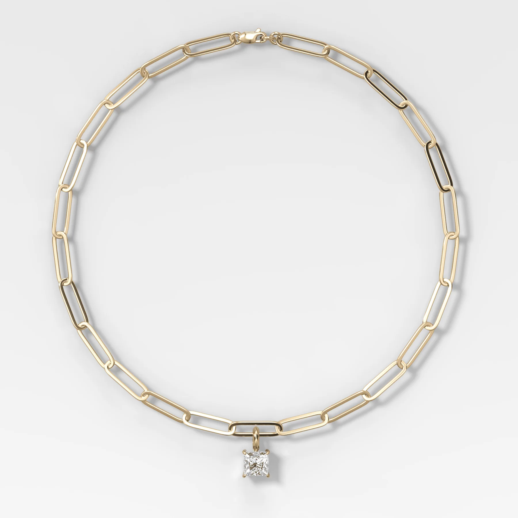 Classic Princess Attachable Diamond Pendant With Paperclip Chain (6.2mm)