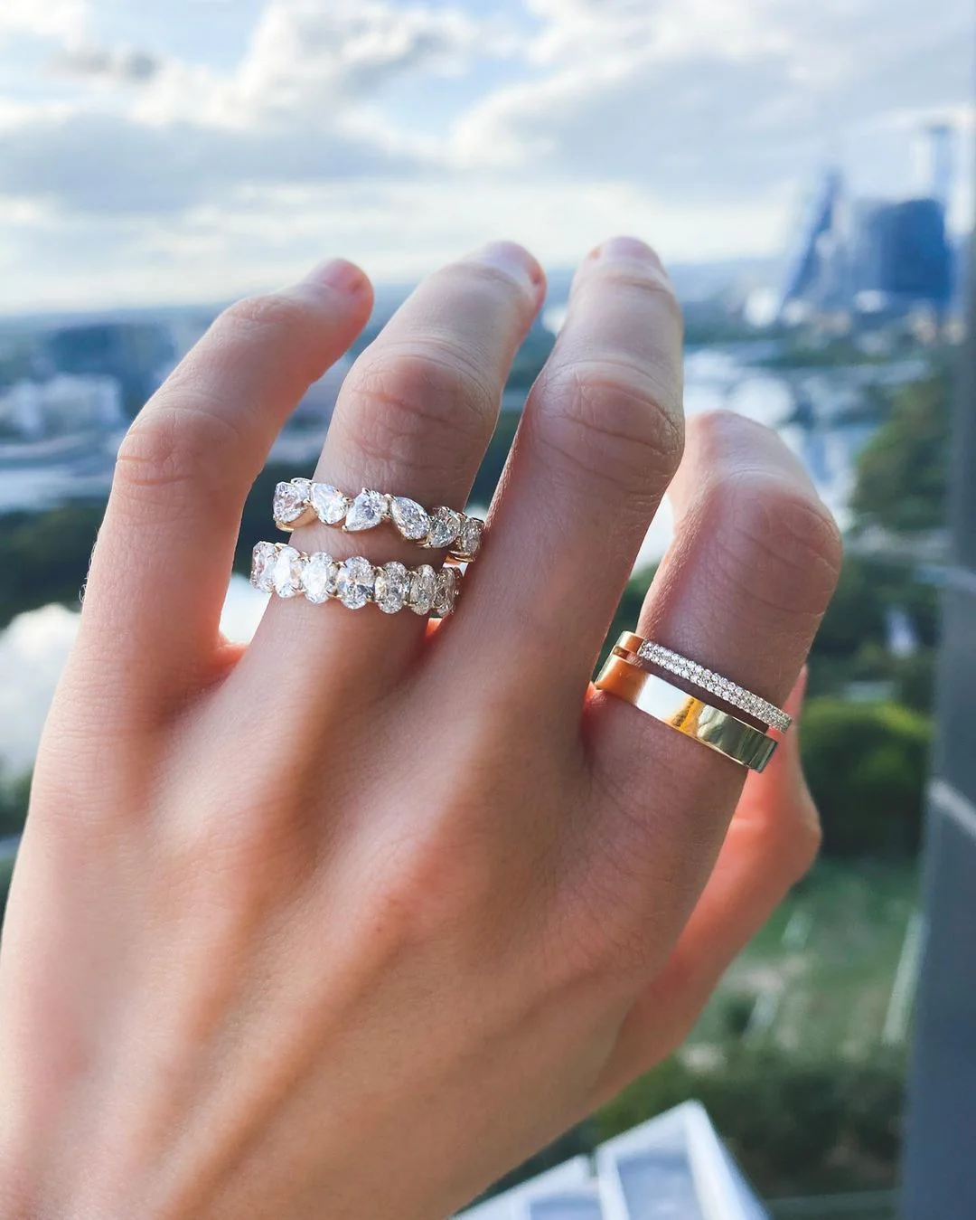Claw Set Eternity Band With Pear Diamonds - Image 6