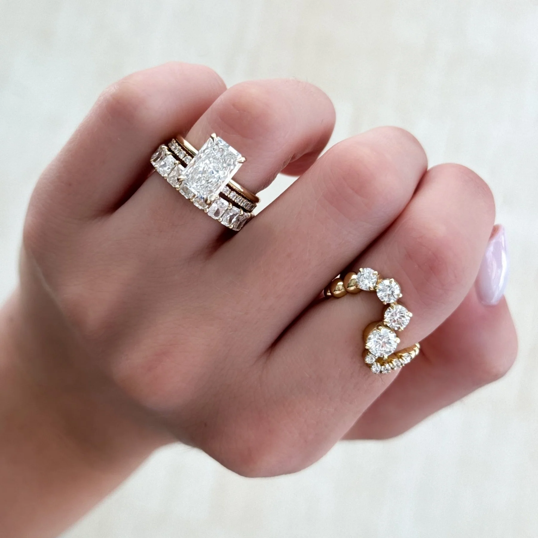 Claw Set Wave Diamond Ring - Image 2