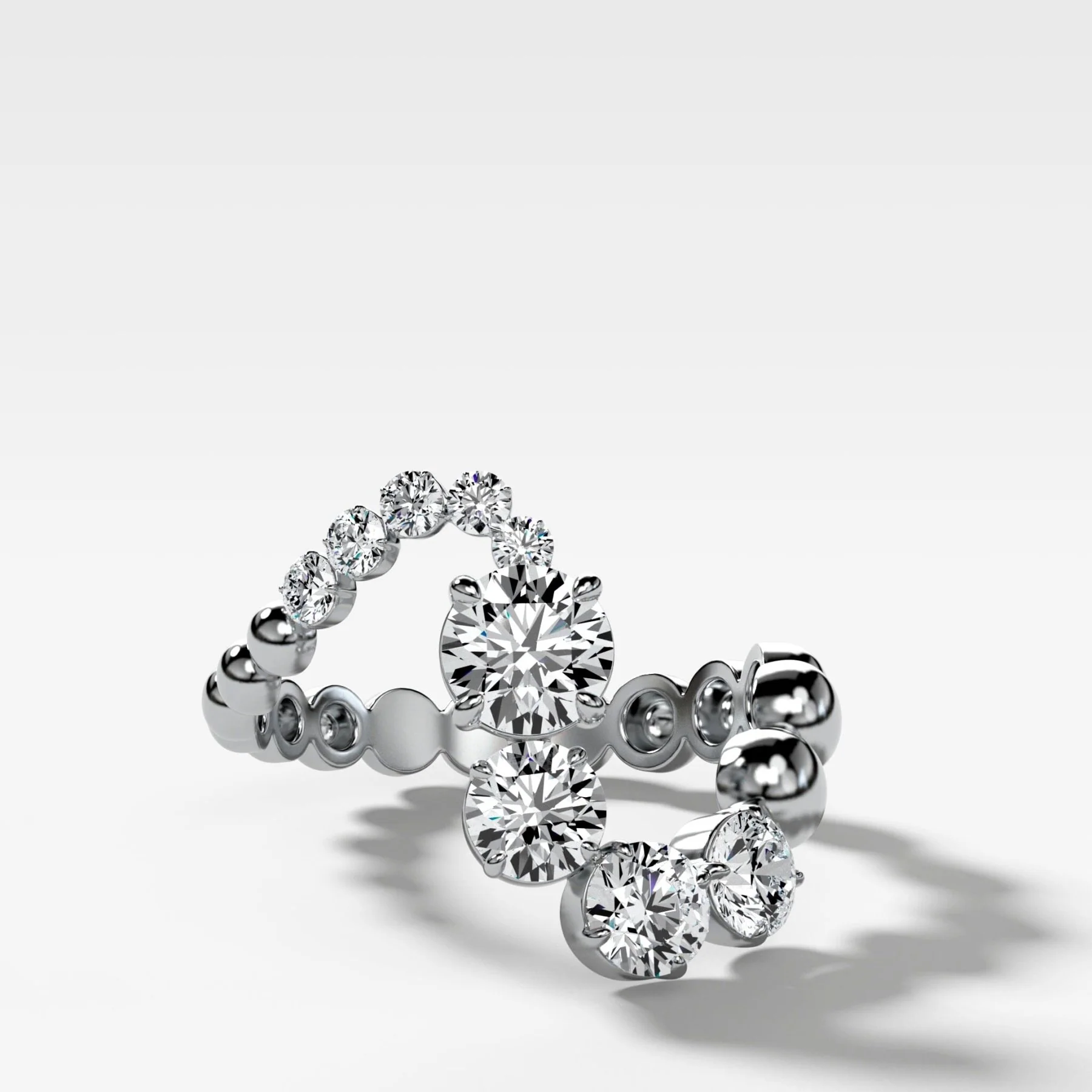 Claw Set Wave Diamond Ring - Image 3