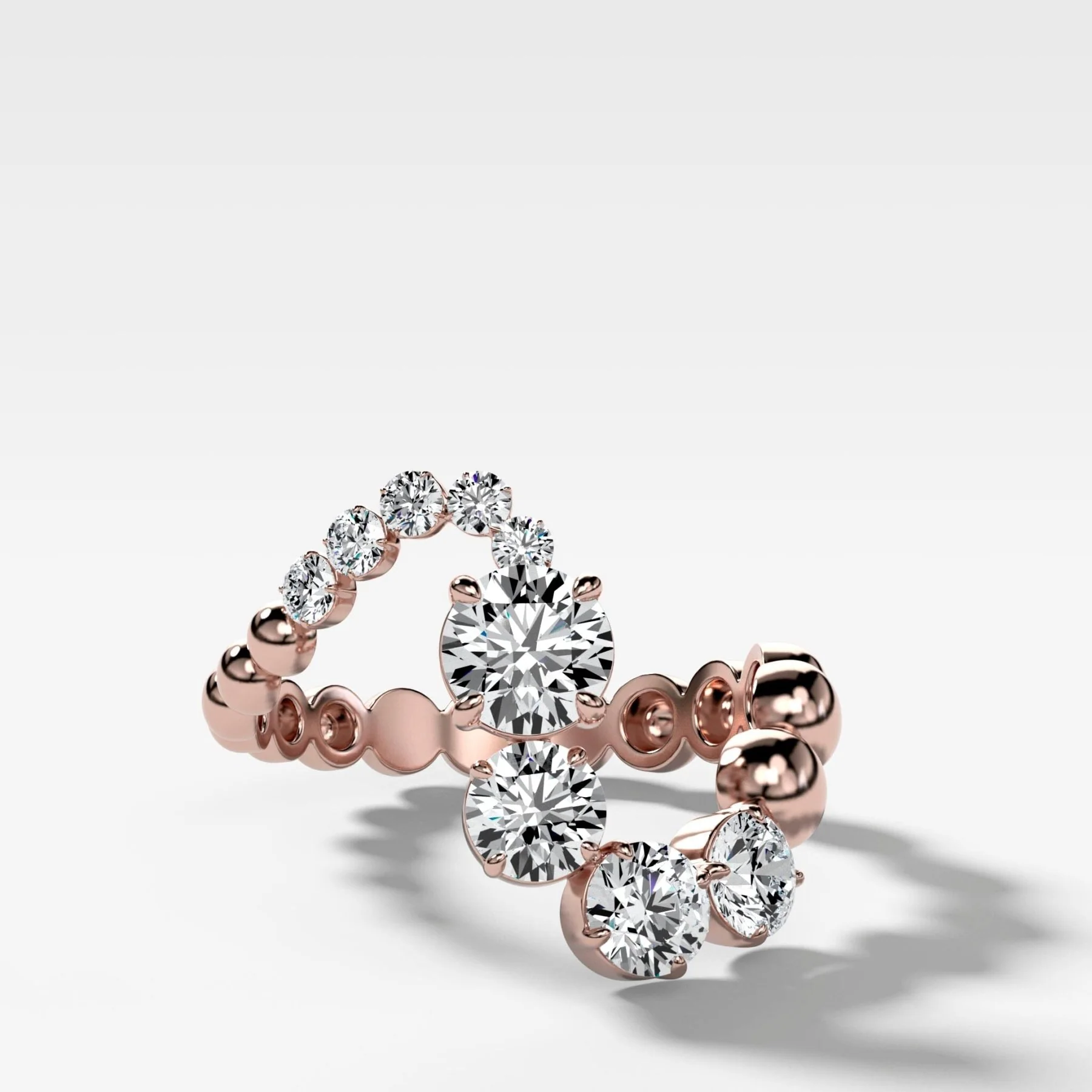 Claw Set Wave Diamond Ring - Image 4
