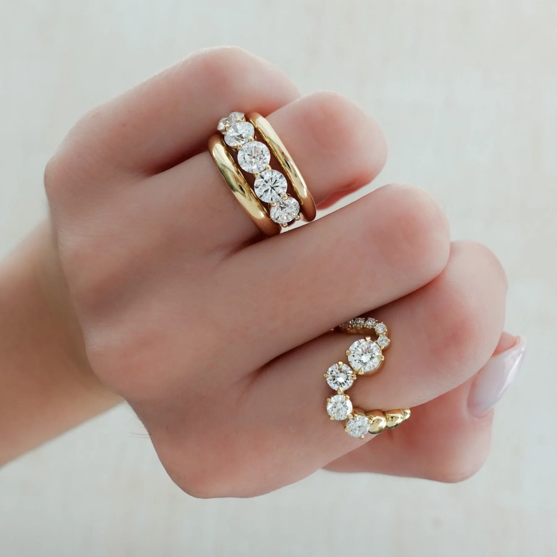 Five Stone Shared Prong Diamond Band With Round Cuts (2.50ctw) - Image 3
