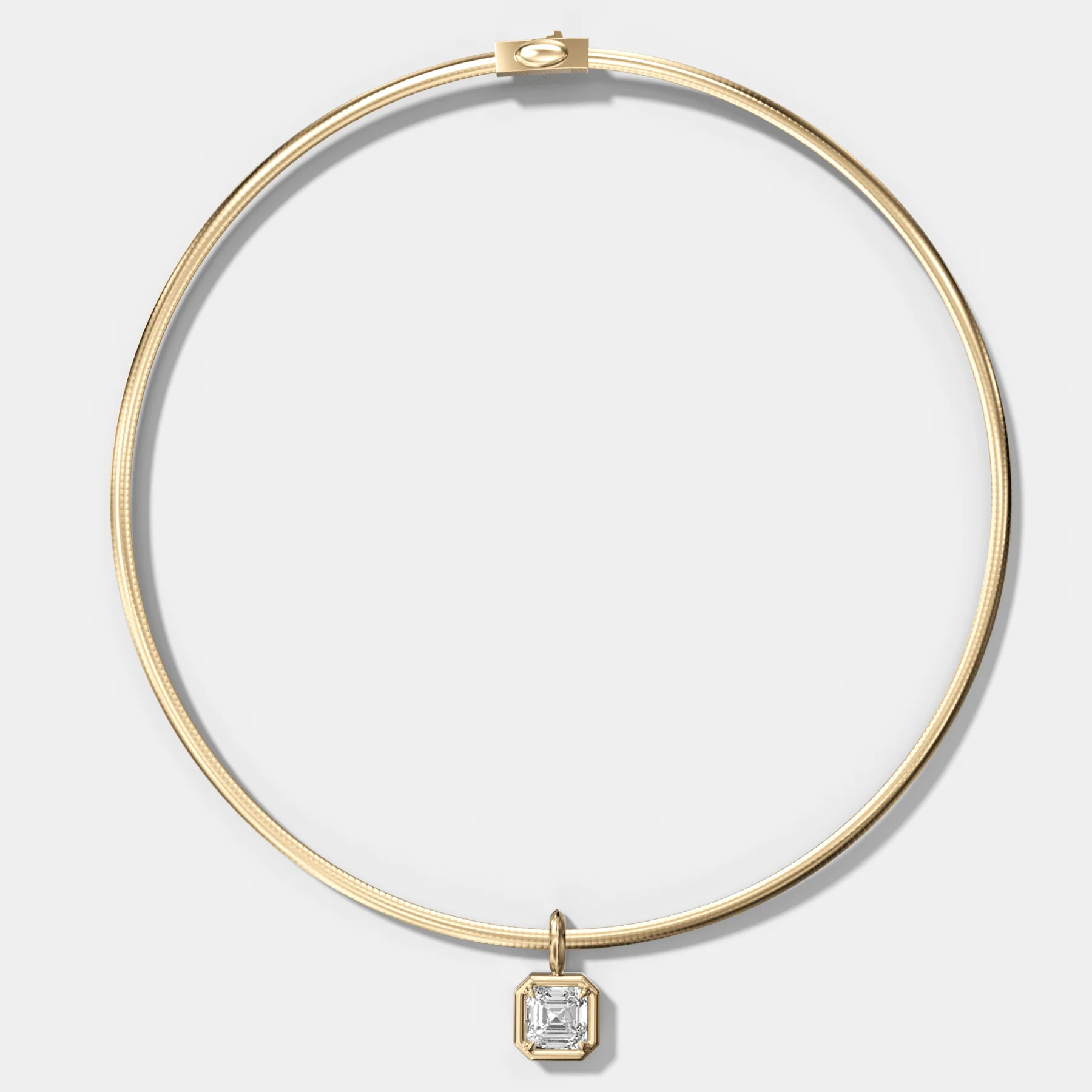 Club Asscher Attachable Diamond Pendant With Reversible Omega Chain (3mm)