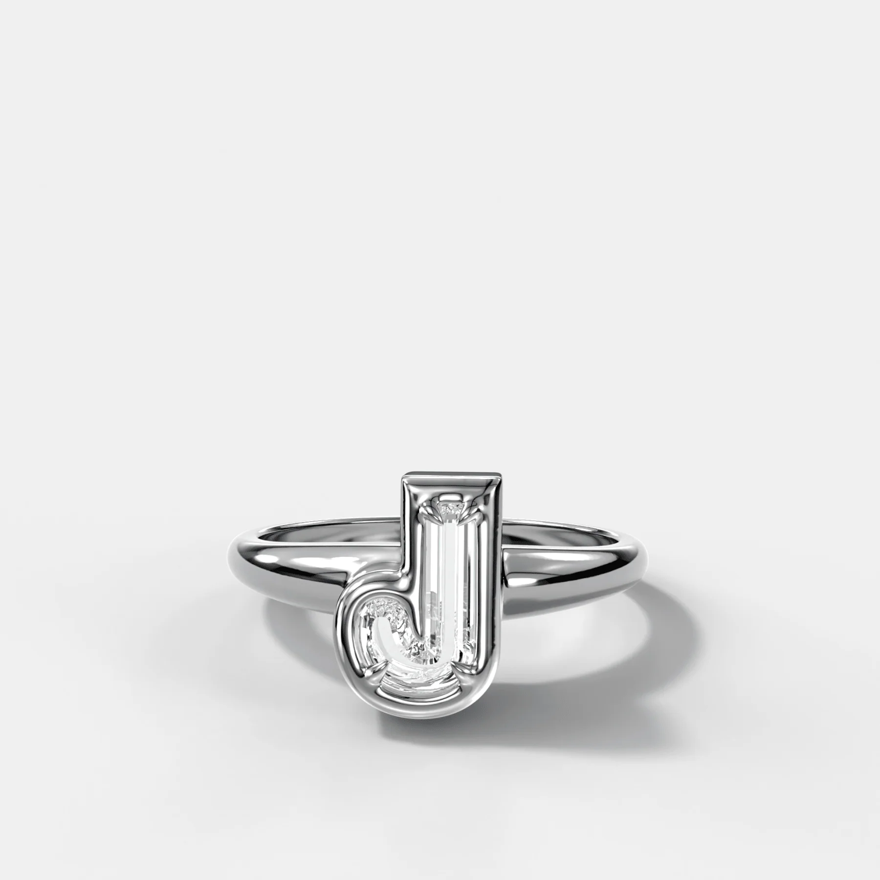 Club Diamond Initial Ring - Letter J - Image 3