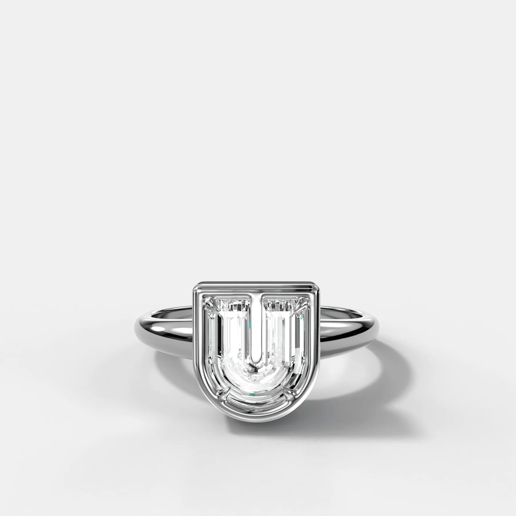 Club Diamond Initial Ring - Letter U - Image 3