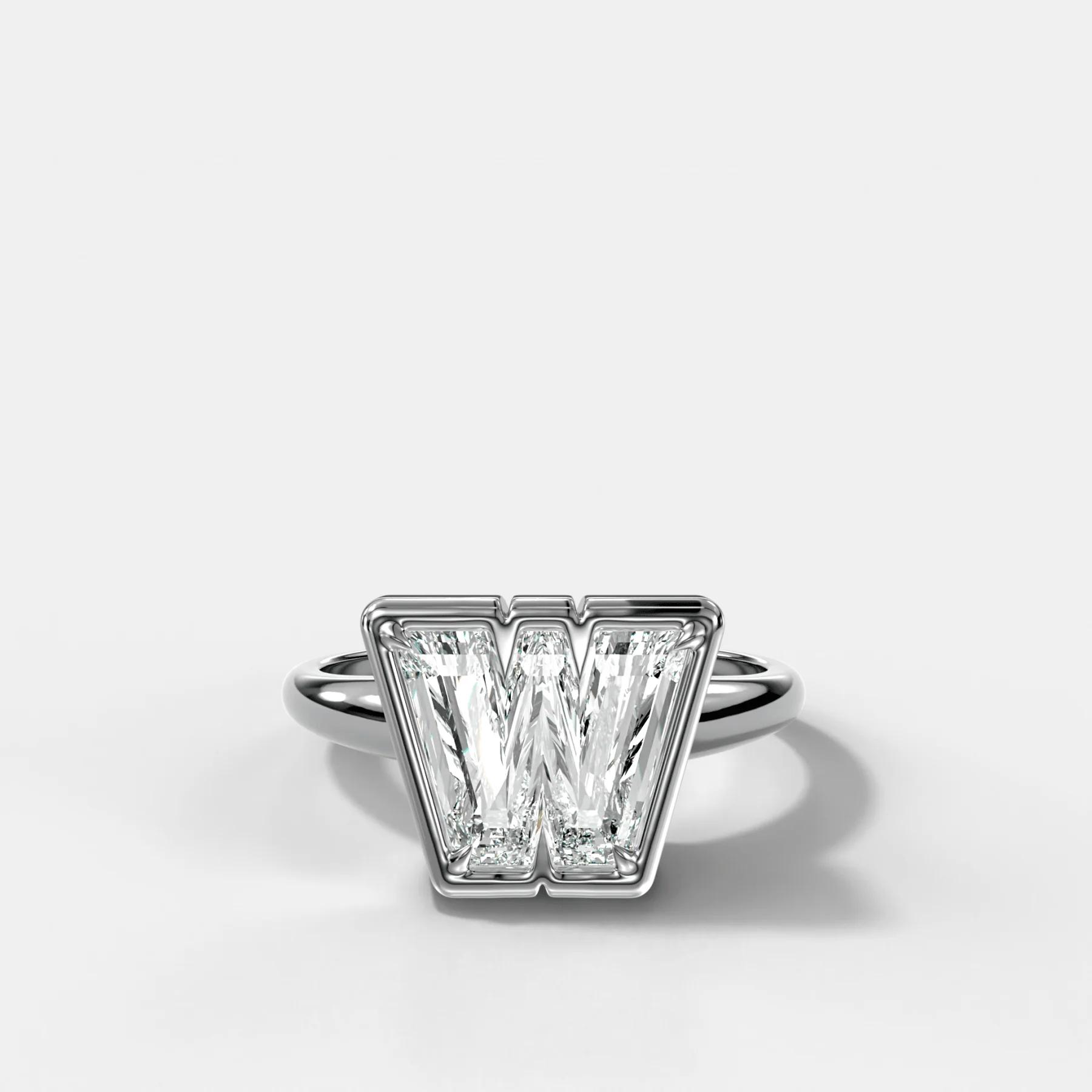 Club Diamond Initial Ring - Letter W - Image 3