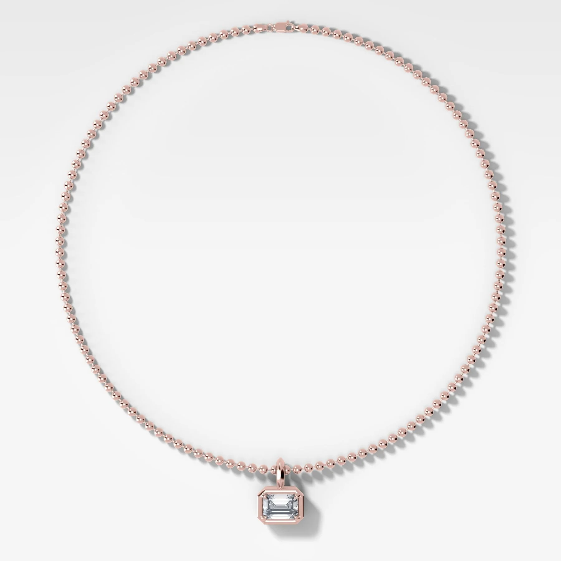 Club East West Emerald Attachable Diamond Pendant With Beaded Chain (3mm) - Image 3