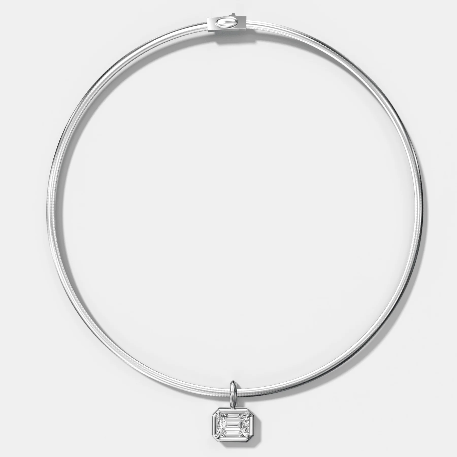 Club East West Emerald Attachable Diamond Pendant With Reversible Omega Chain (3mm) - Image 2