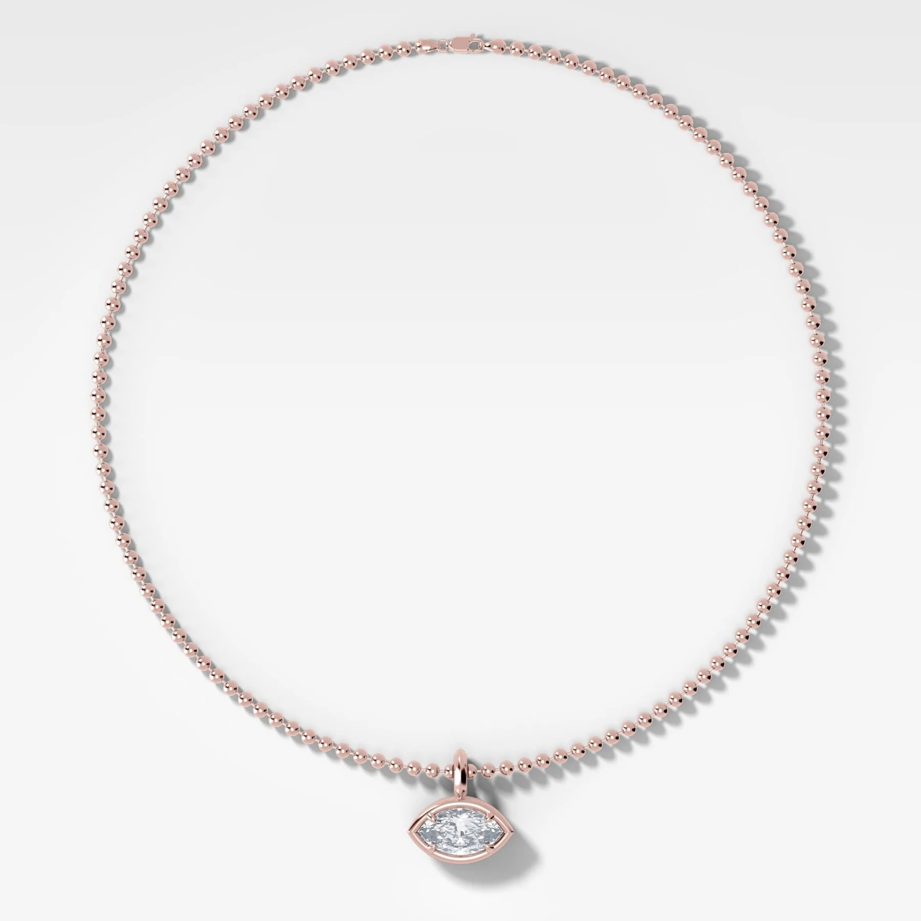 Club East West Marquise Attachable Diamond Pendant With Beaded Chain (3mm) - Image 3