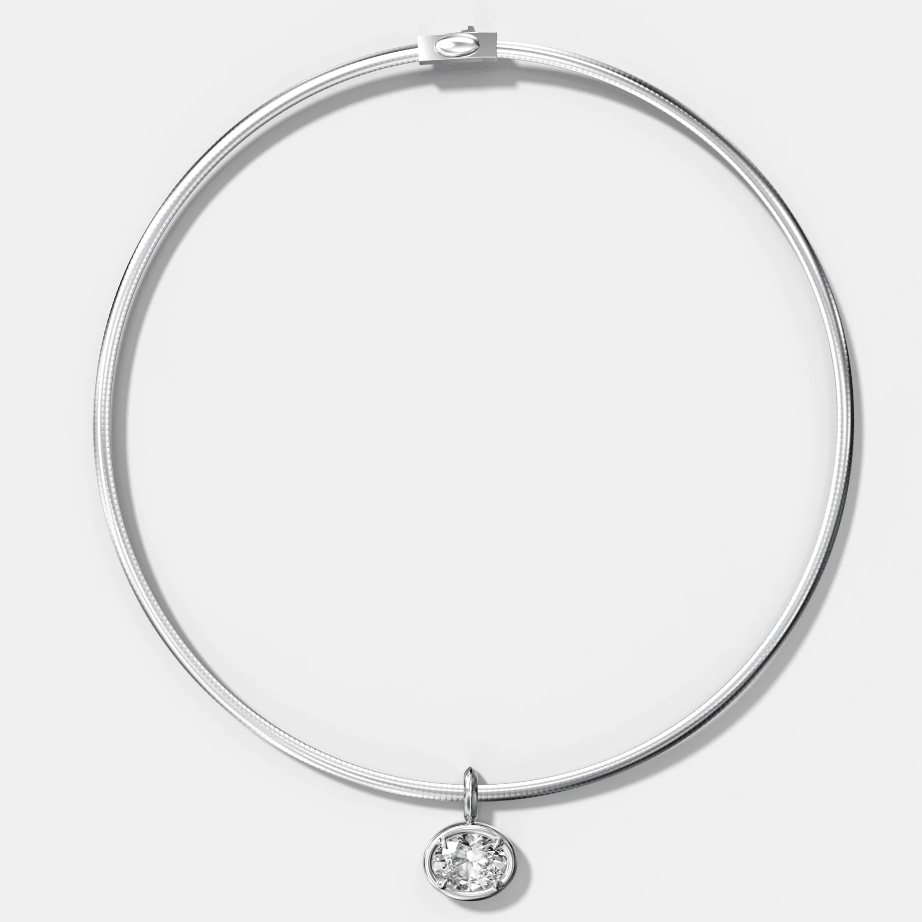 Club East West Oval Attachable Diamond Pendant With Reversible Omega Chain (3mm) - Image 2