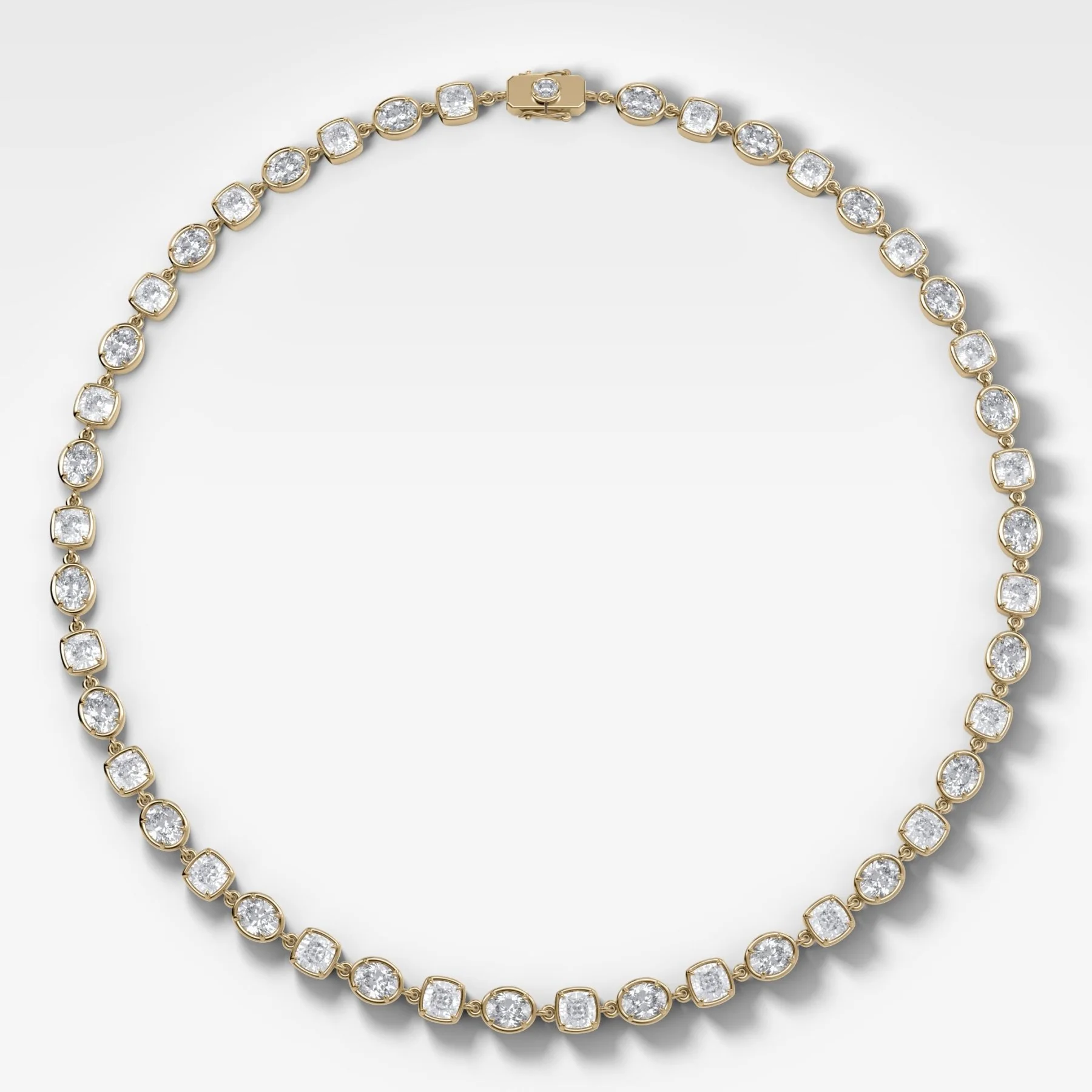 Club Mixed Shape Diamond Necklace with Cushion and Oval Diamonds