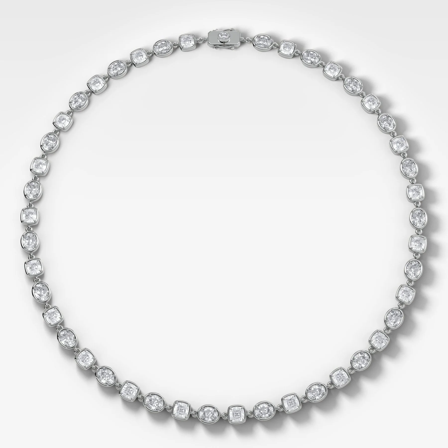 Club Mixed Shape Diamond Necklace with Cushion and Oval Diamonds - Image 2