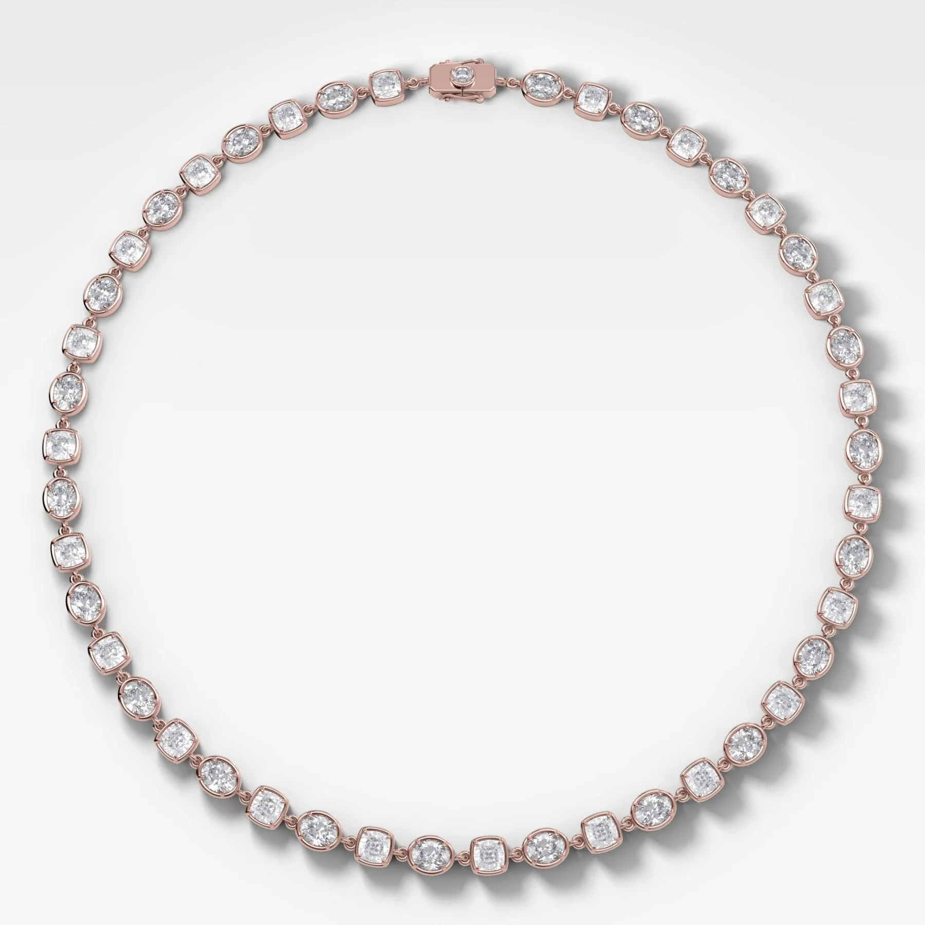 Club Mixed Shape Diamond Necklace with Cushion and Oval Diamonds - Image 3