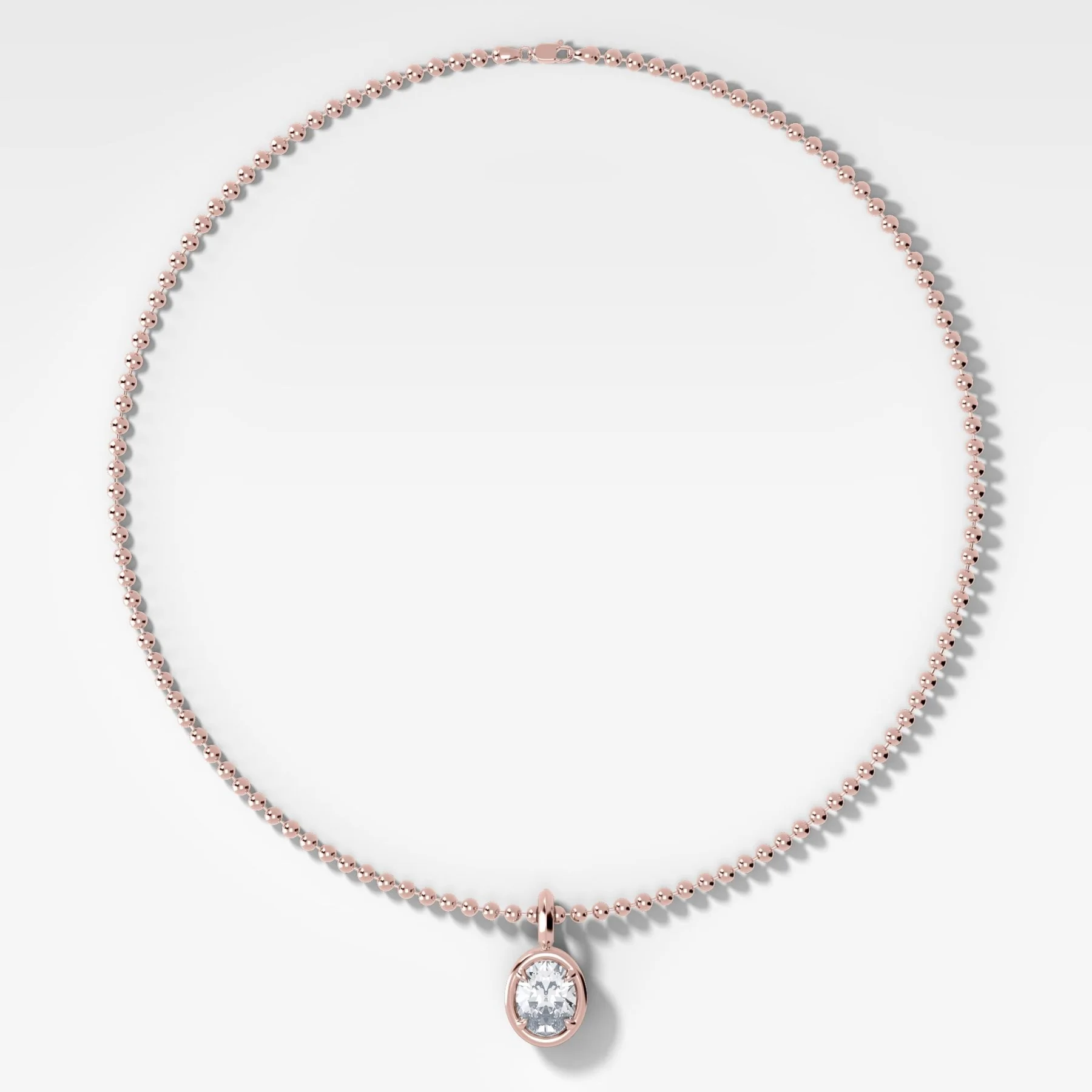 Club North South Oval Attachable Diamond Pendant With Beaded Chain (3mm) - Image 3