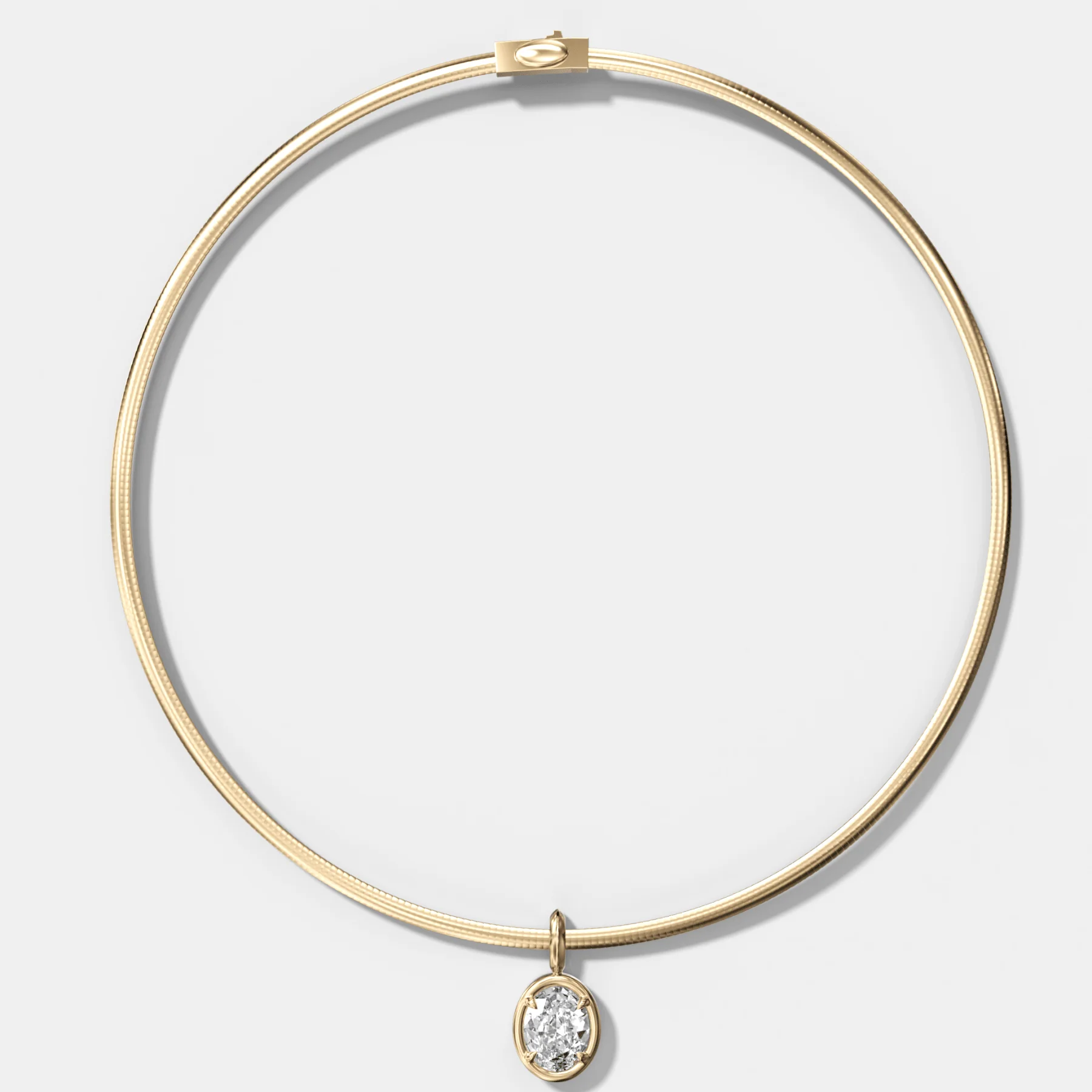 Club Oval Attachable Diamond Pendant With Reversible Omega Chain (3mm)